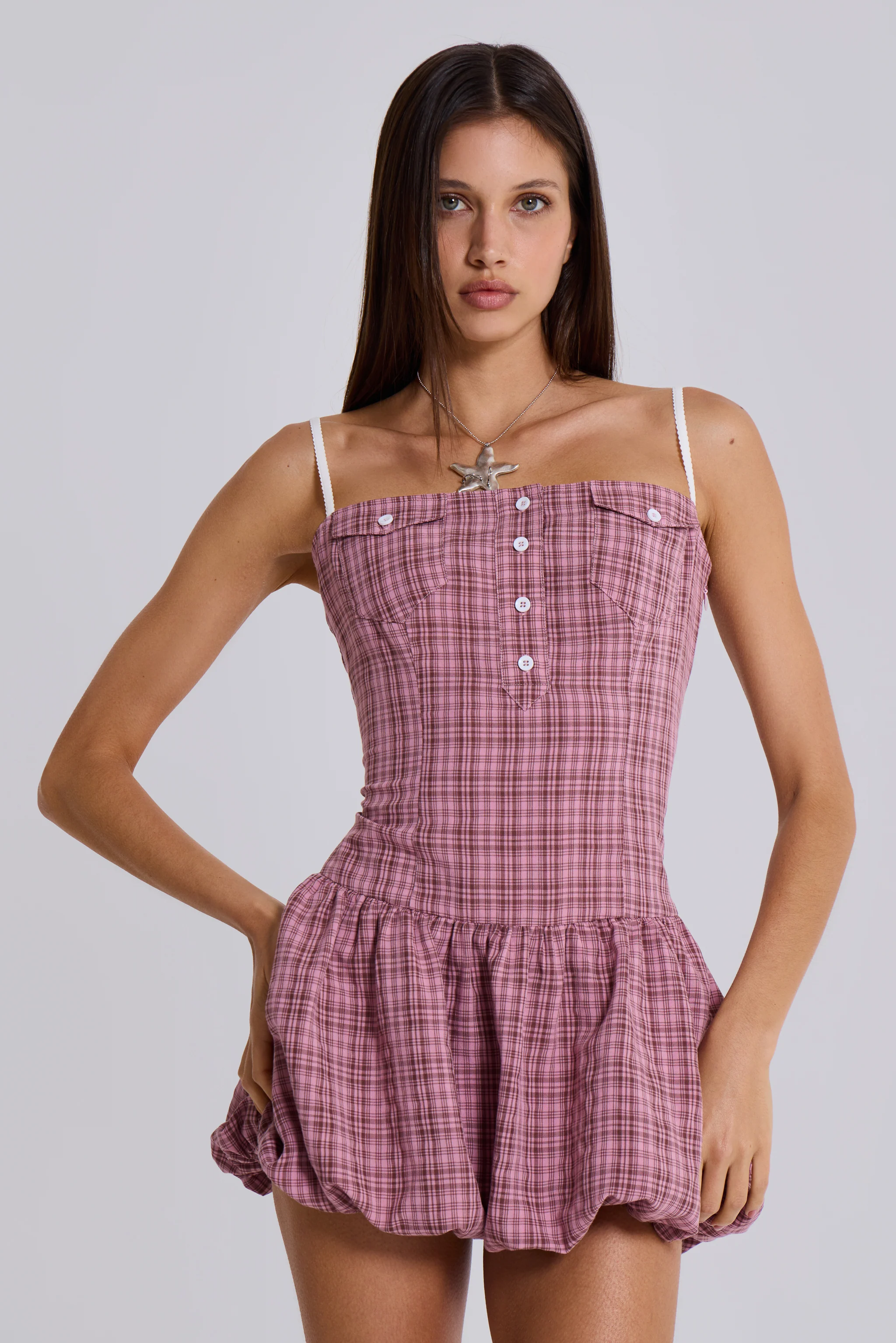 Ava Checked Puffball Dress - Image 7