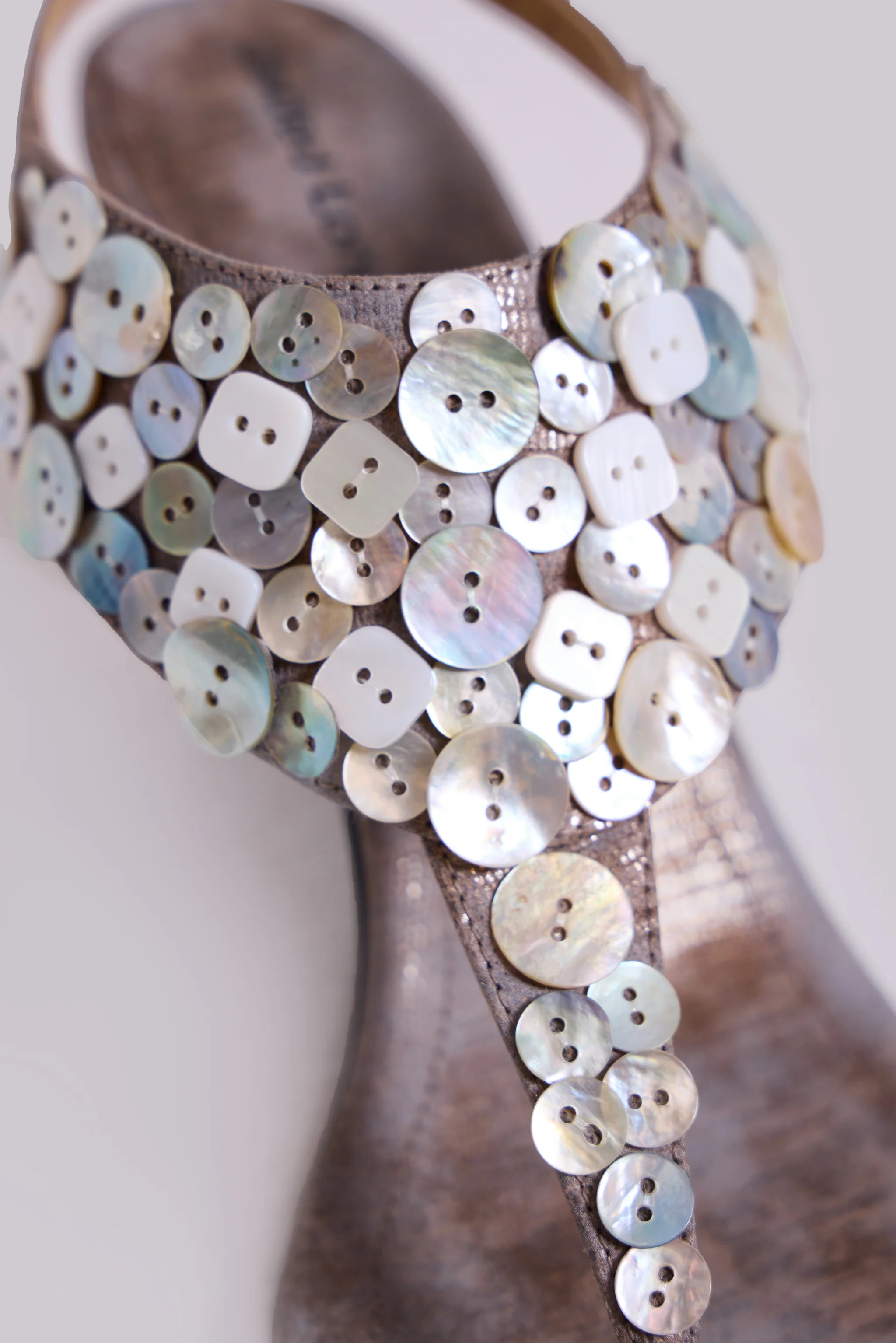Azaela Metallic Button Heeled Sandals - Image 10