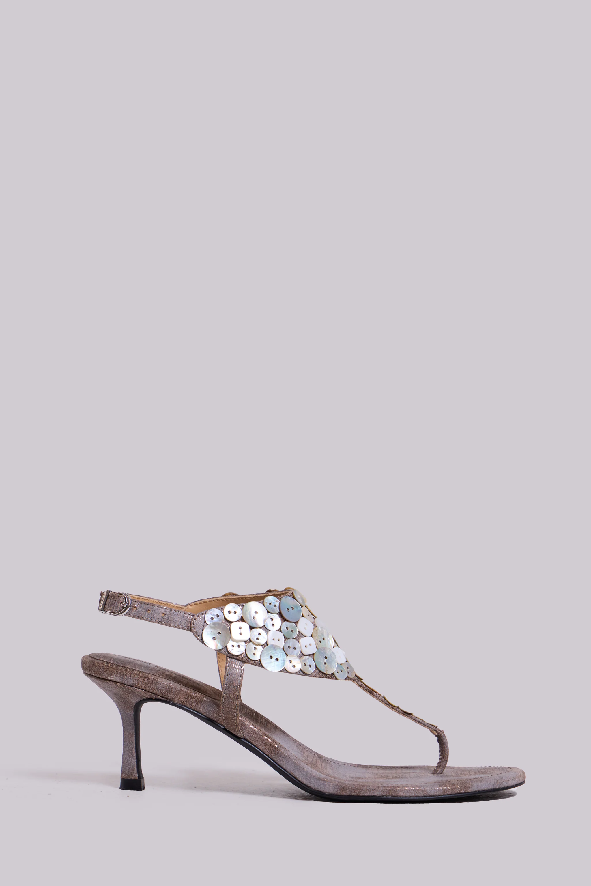 Azaela Metallic Button Heeled Sandals - Image 11