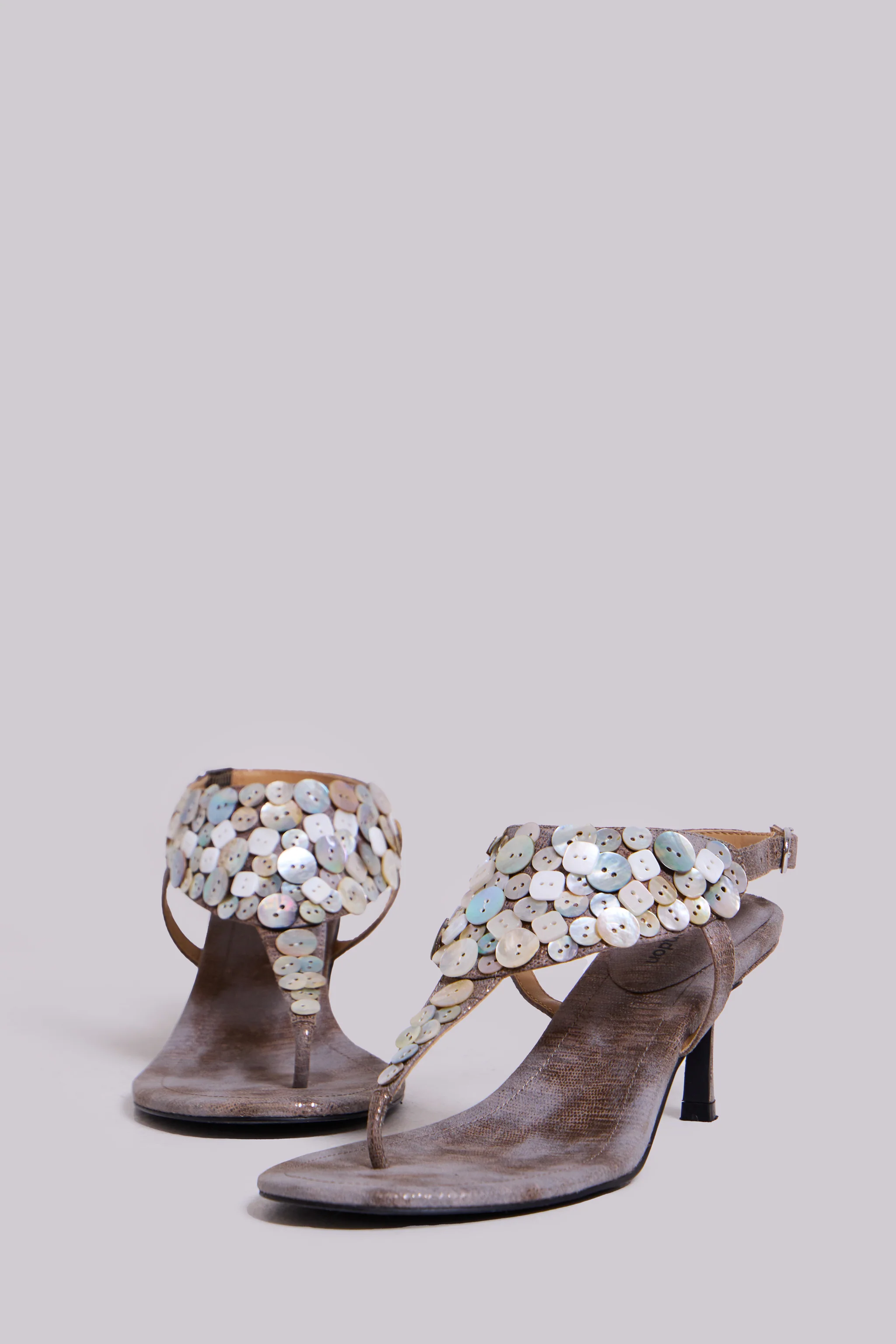 Azaela Metallic Button Heeled Sandals - Image 7