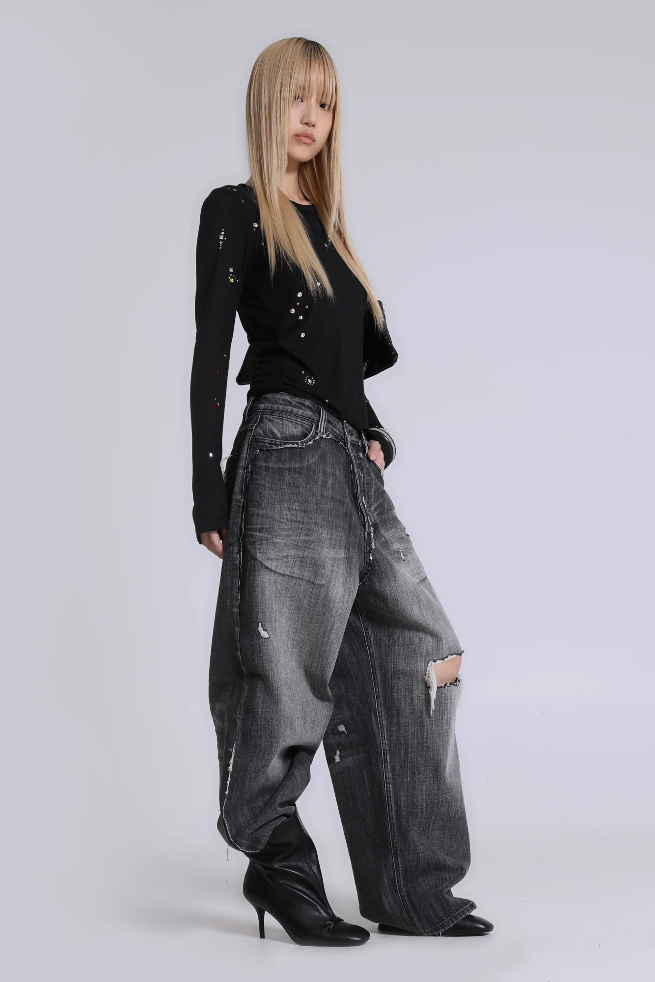 Black Eroded XL Colossus Jeans - Image 5