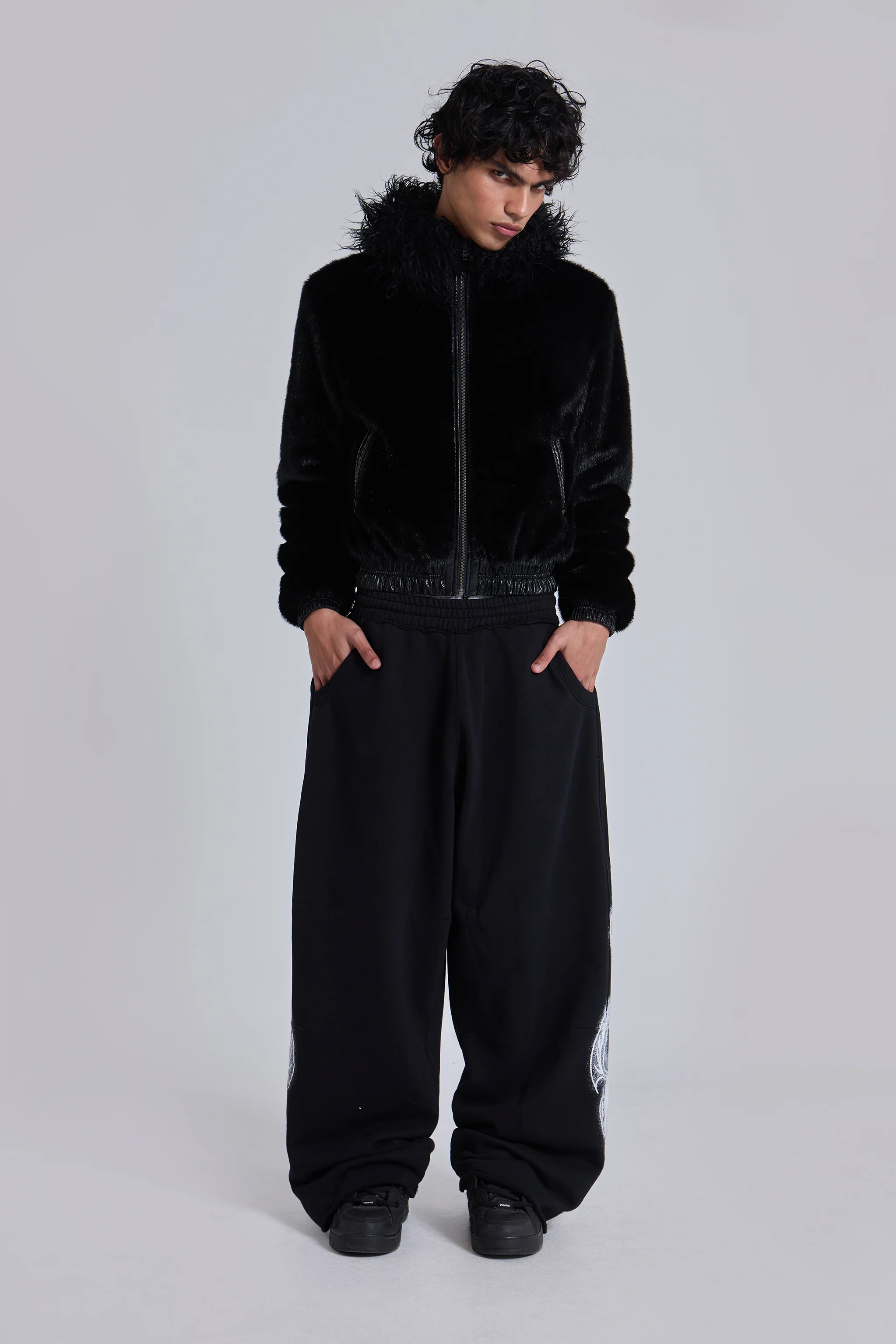 Black Gothic Print Baggy Monster Joggers - Image 8