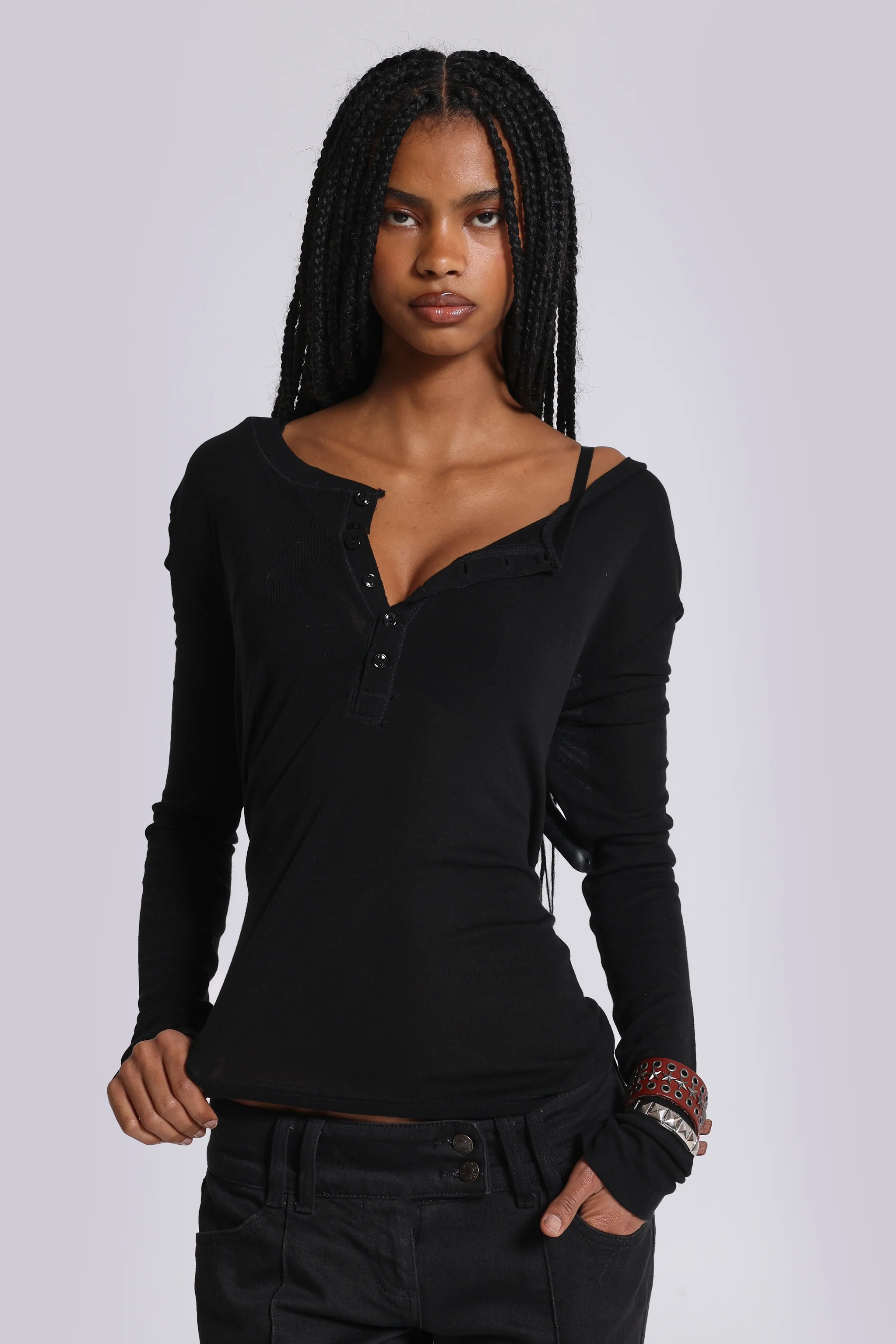 Black Haze Henley Top - Image 5