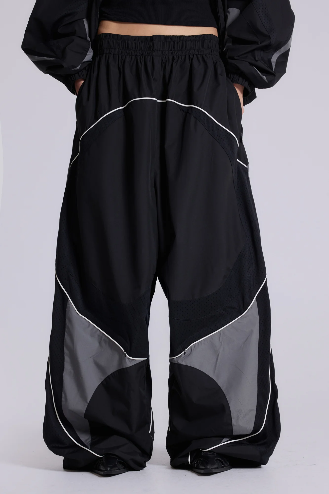 Black Panelled Vapor Joggers - Image 3