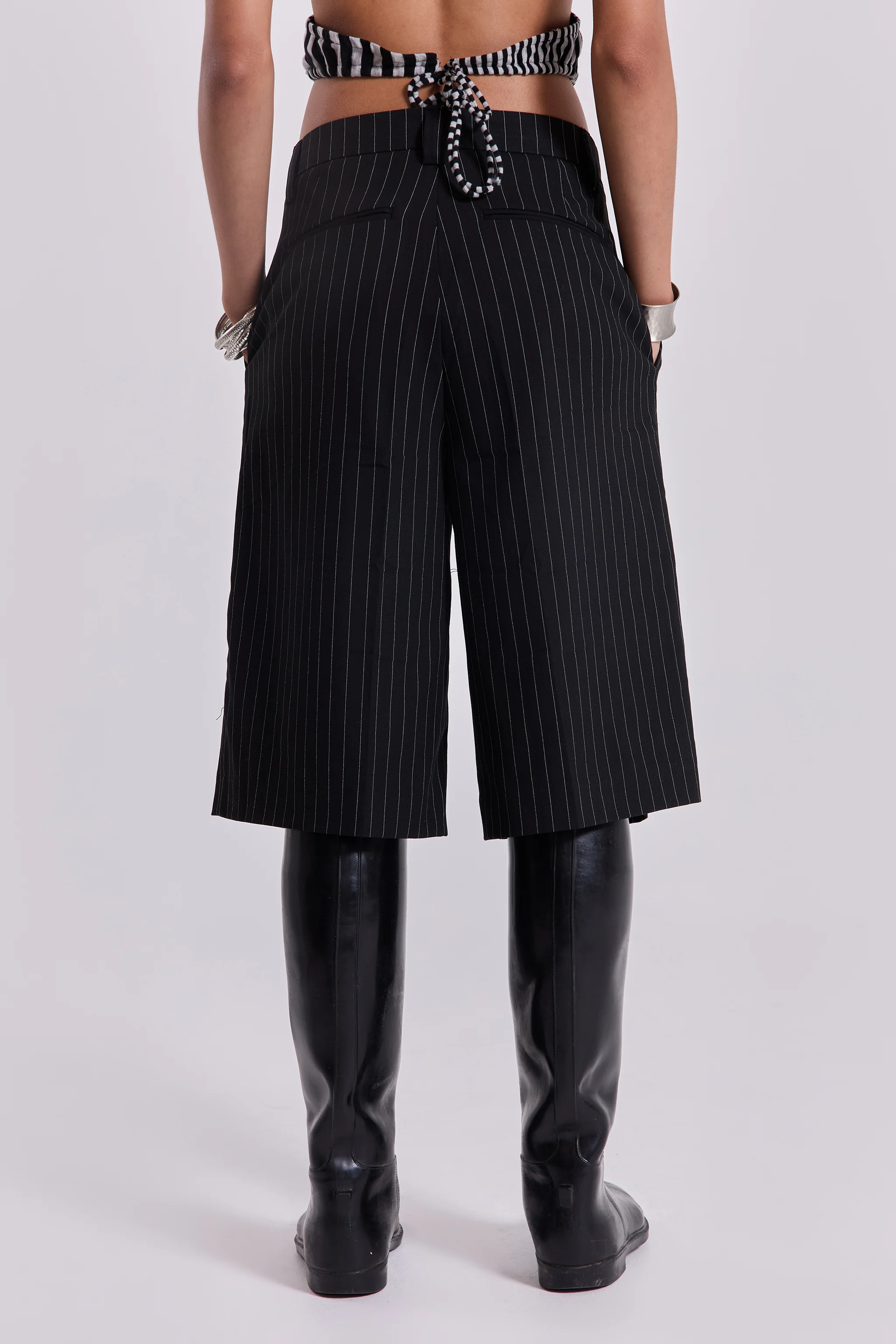 Black Pinstripe Goliath Shorts - Image 5