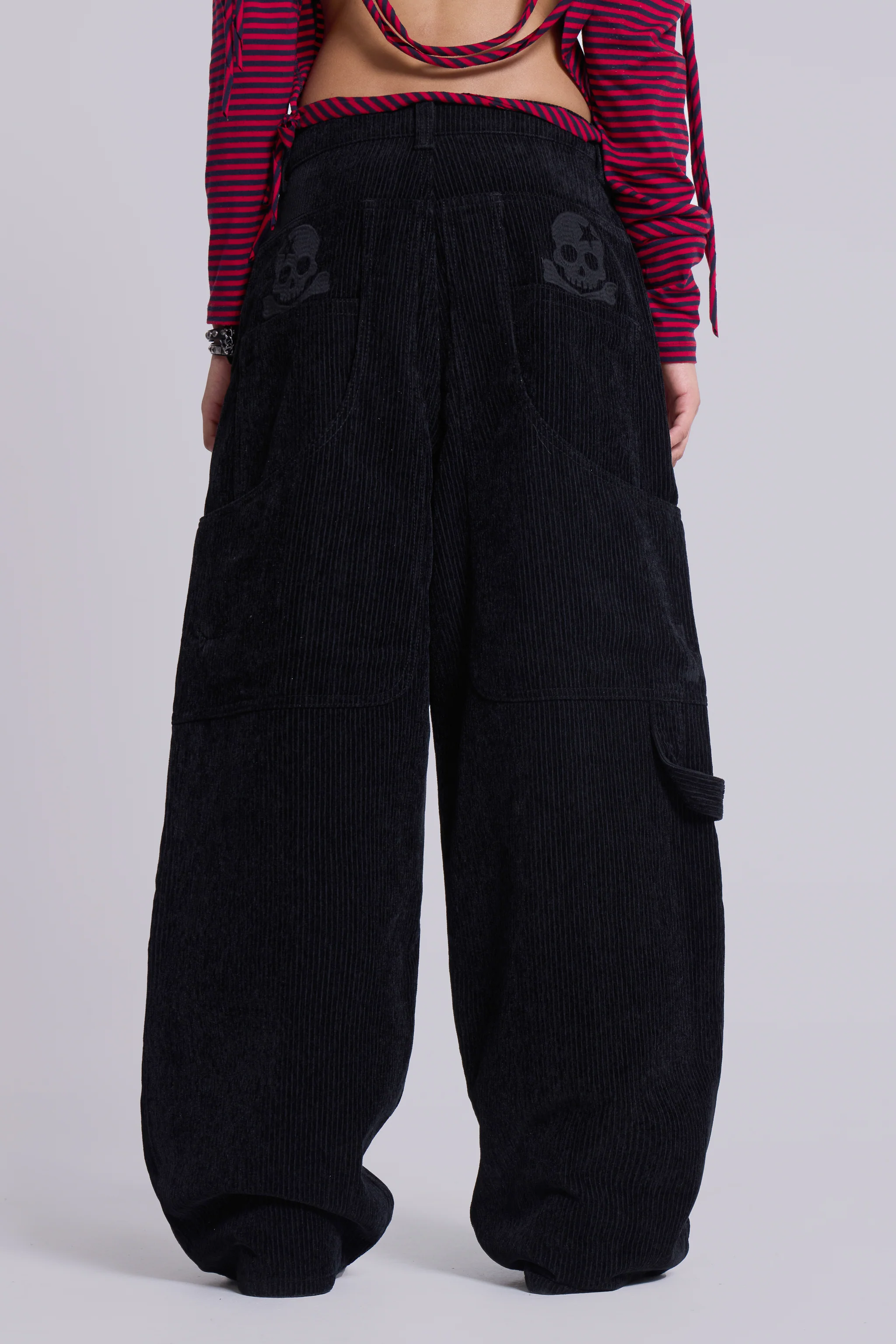 Black Skull Cord Colossus Jeans - Image 4