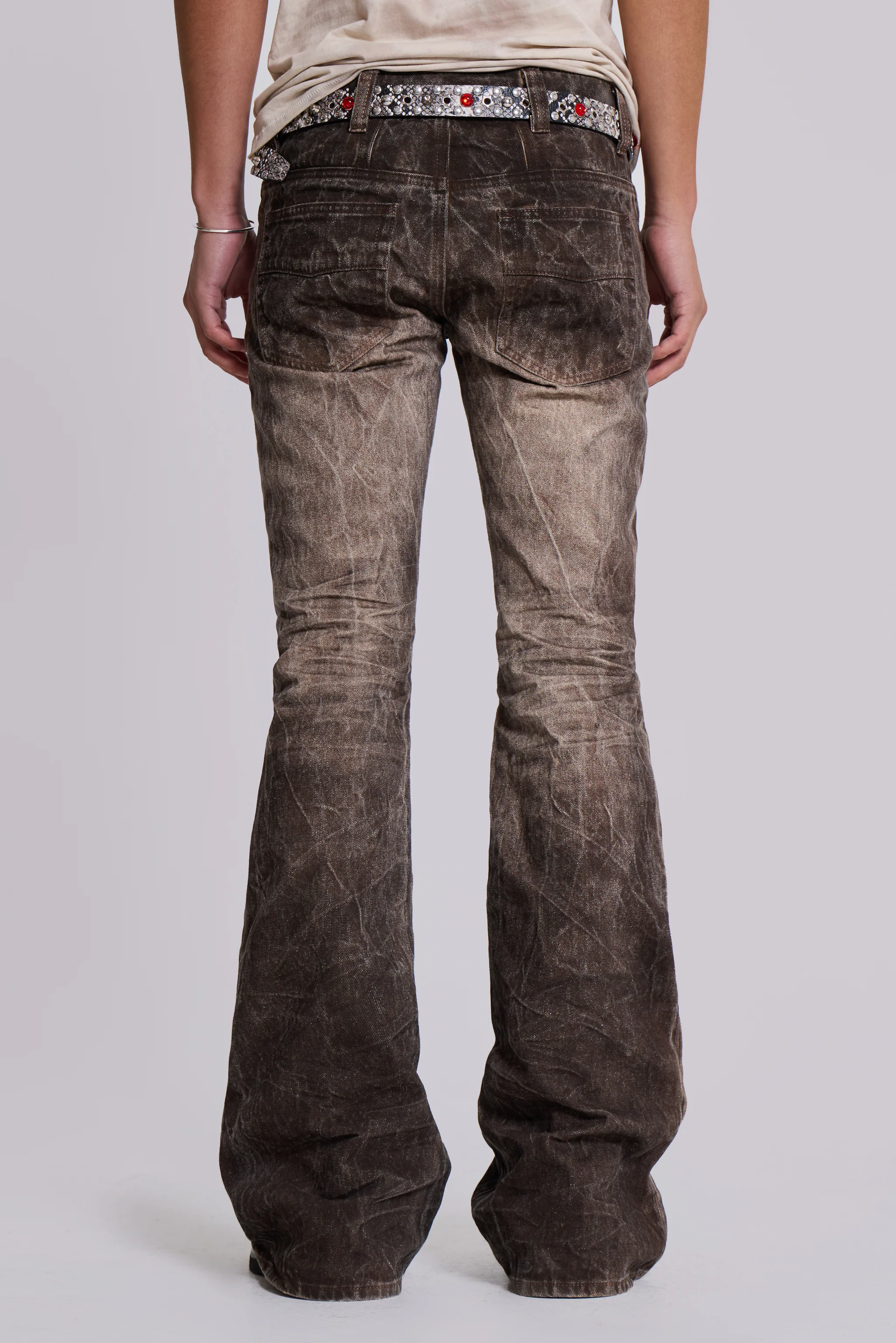 Brown Creased Drift Bootcut Jeans - Image 4