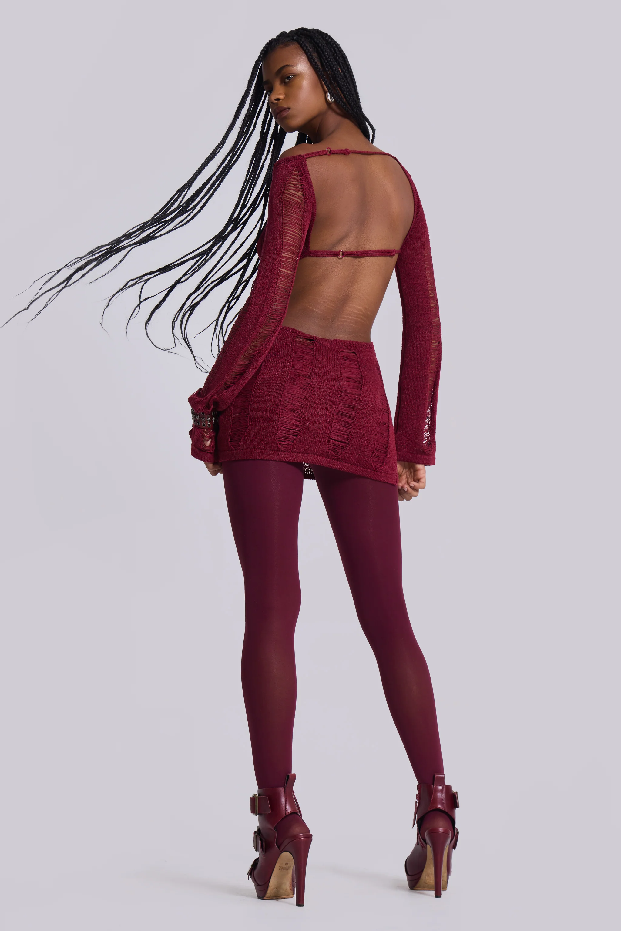 Burgundy Umbra Mini Dress - Image 4