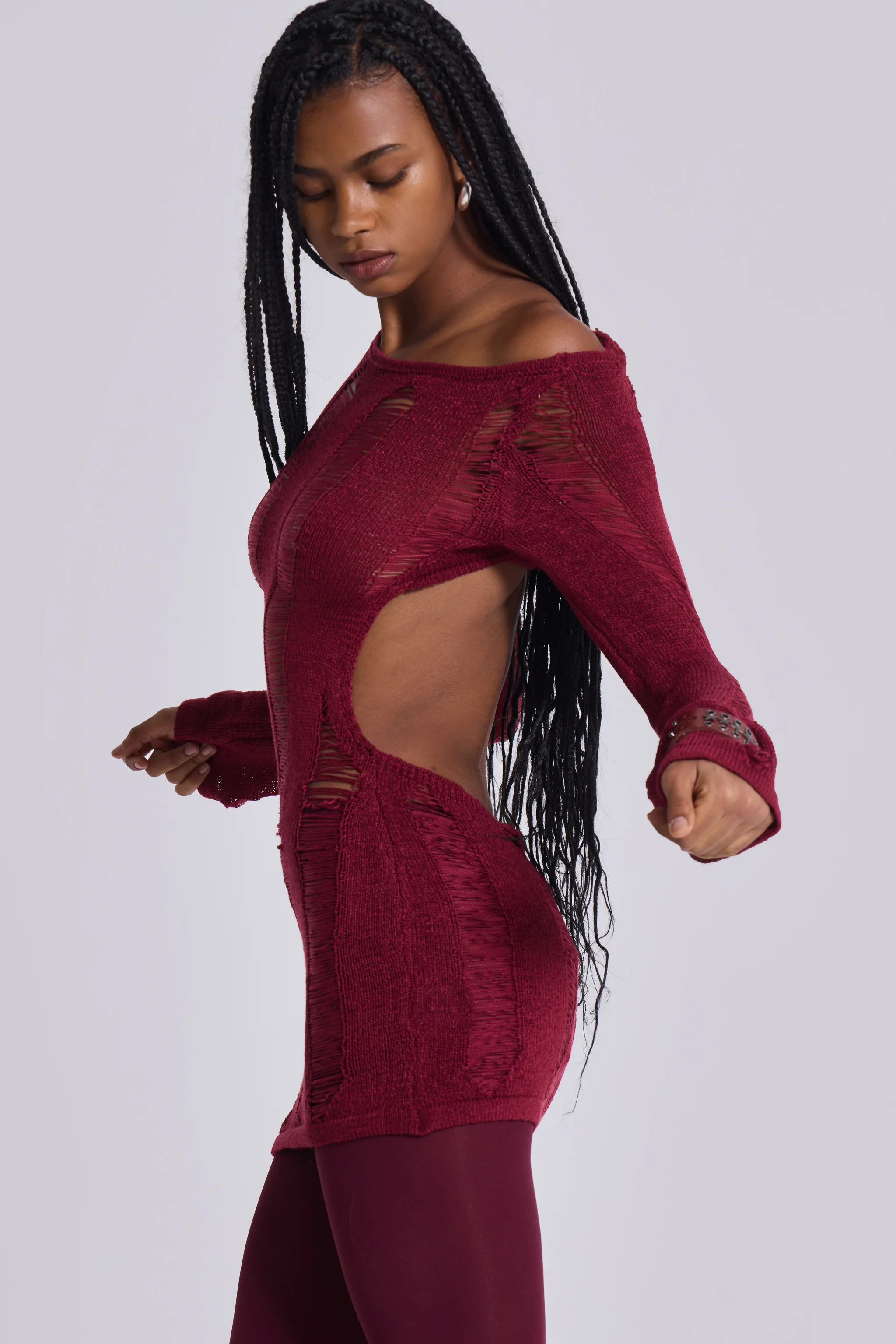Burgundy Umbra Mini Dress - Image 5