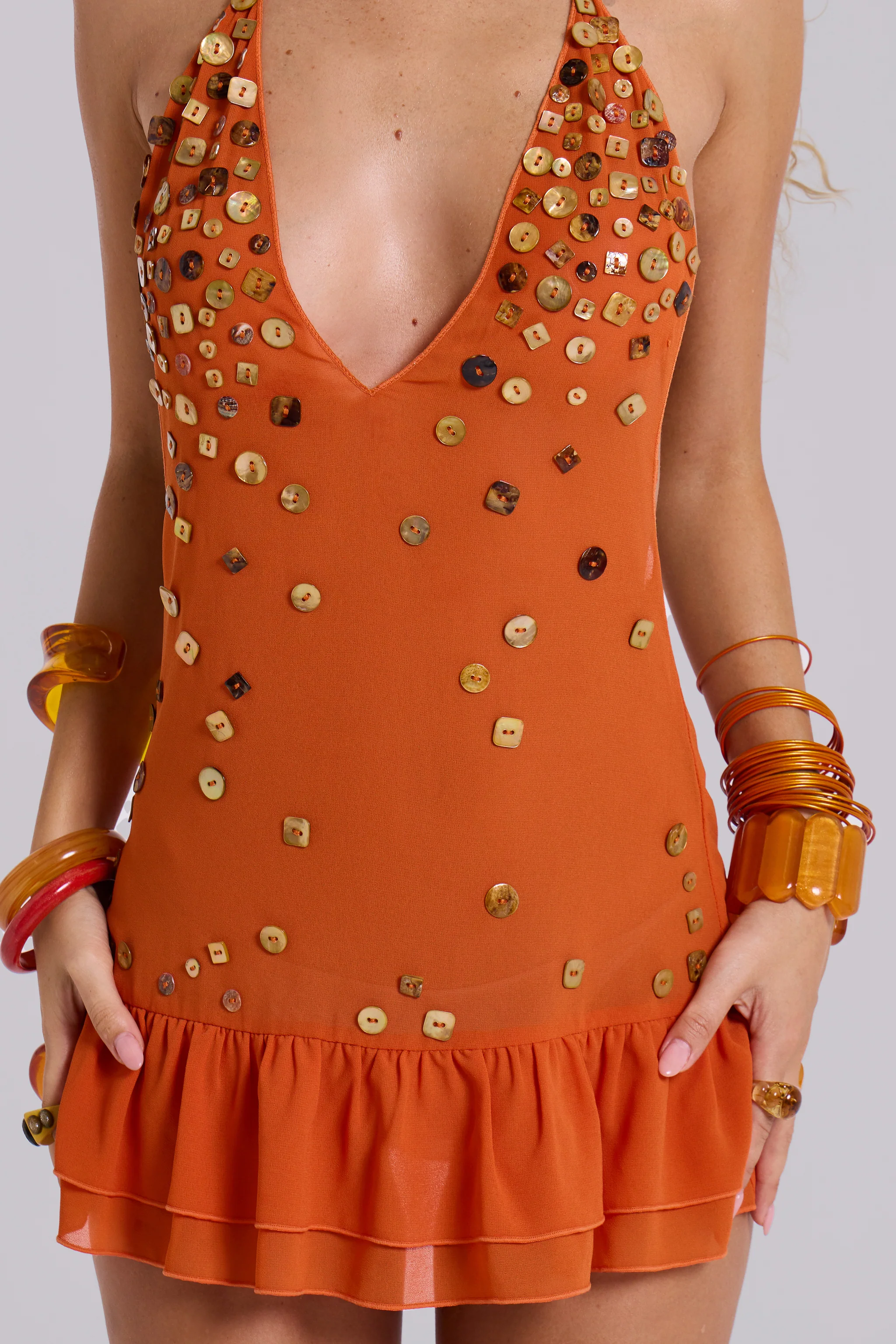 Button Me Up Mini Dress in Papaya - Image 5