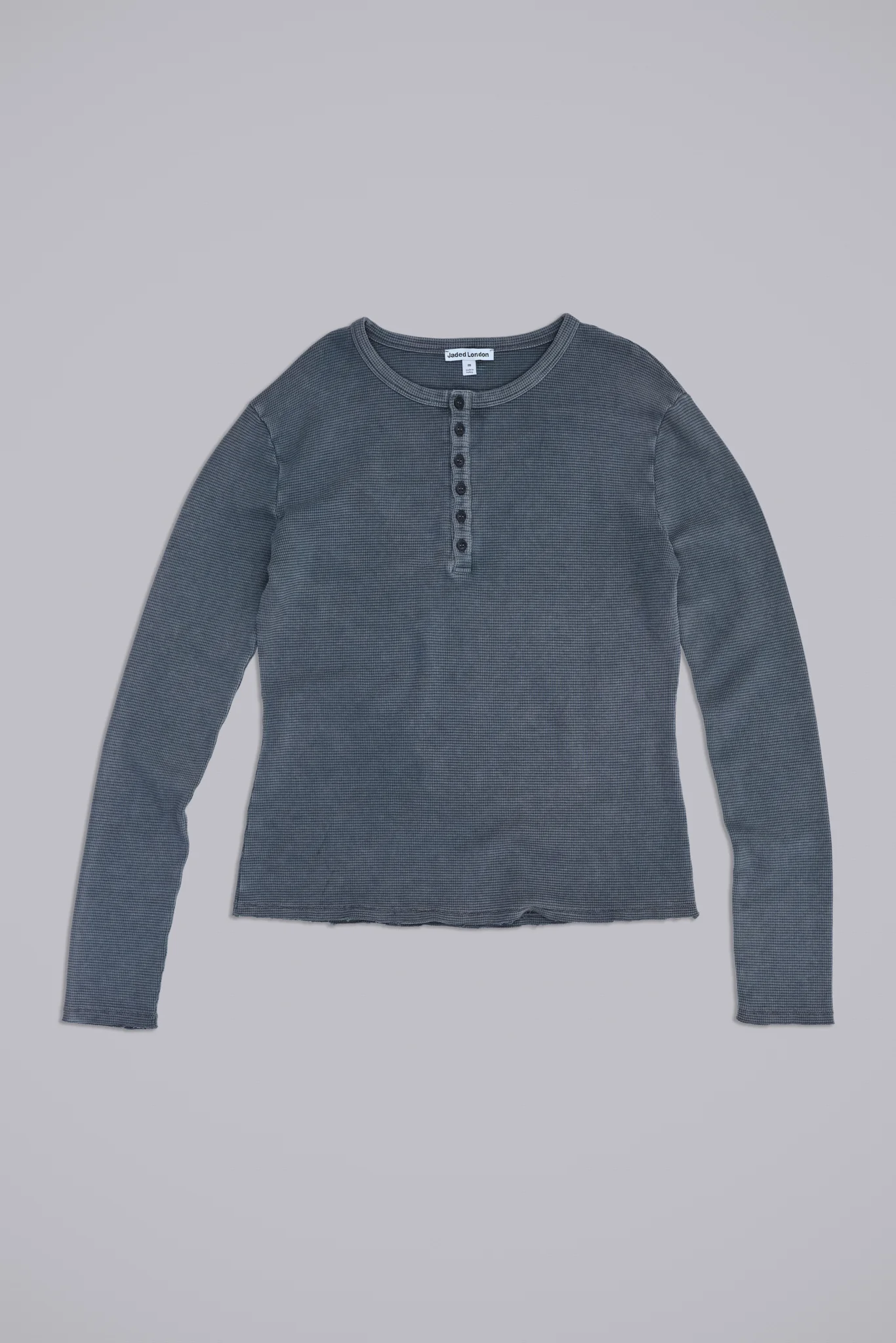 Charcoal Waffle Henley Top - Image 5