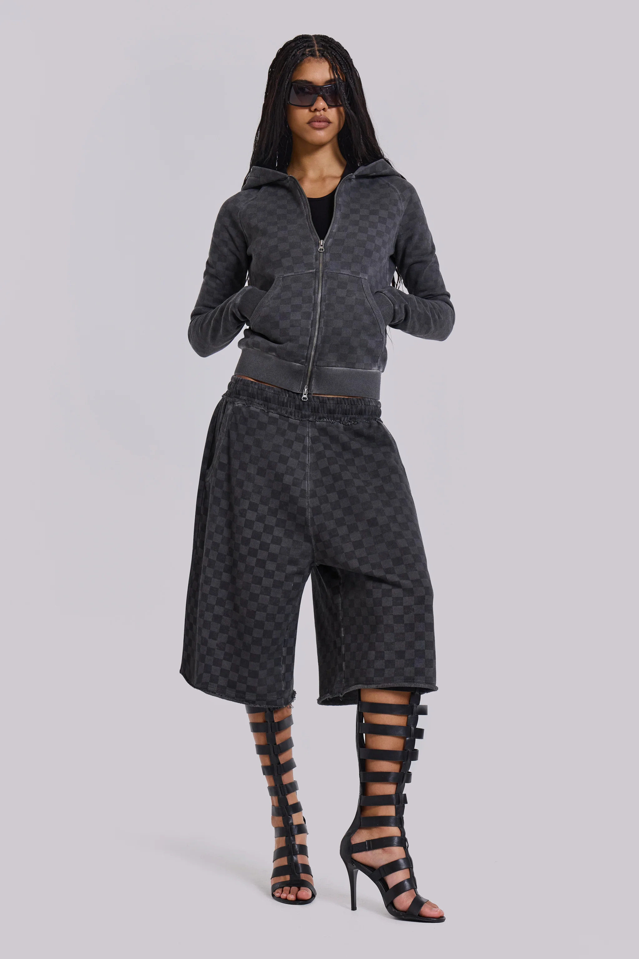 Checkerboard Monster Jogger Baggy Shorts