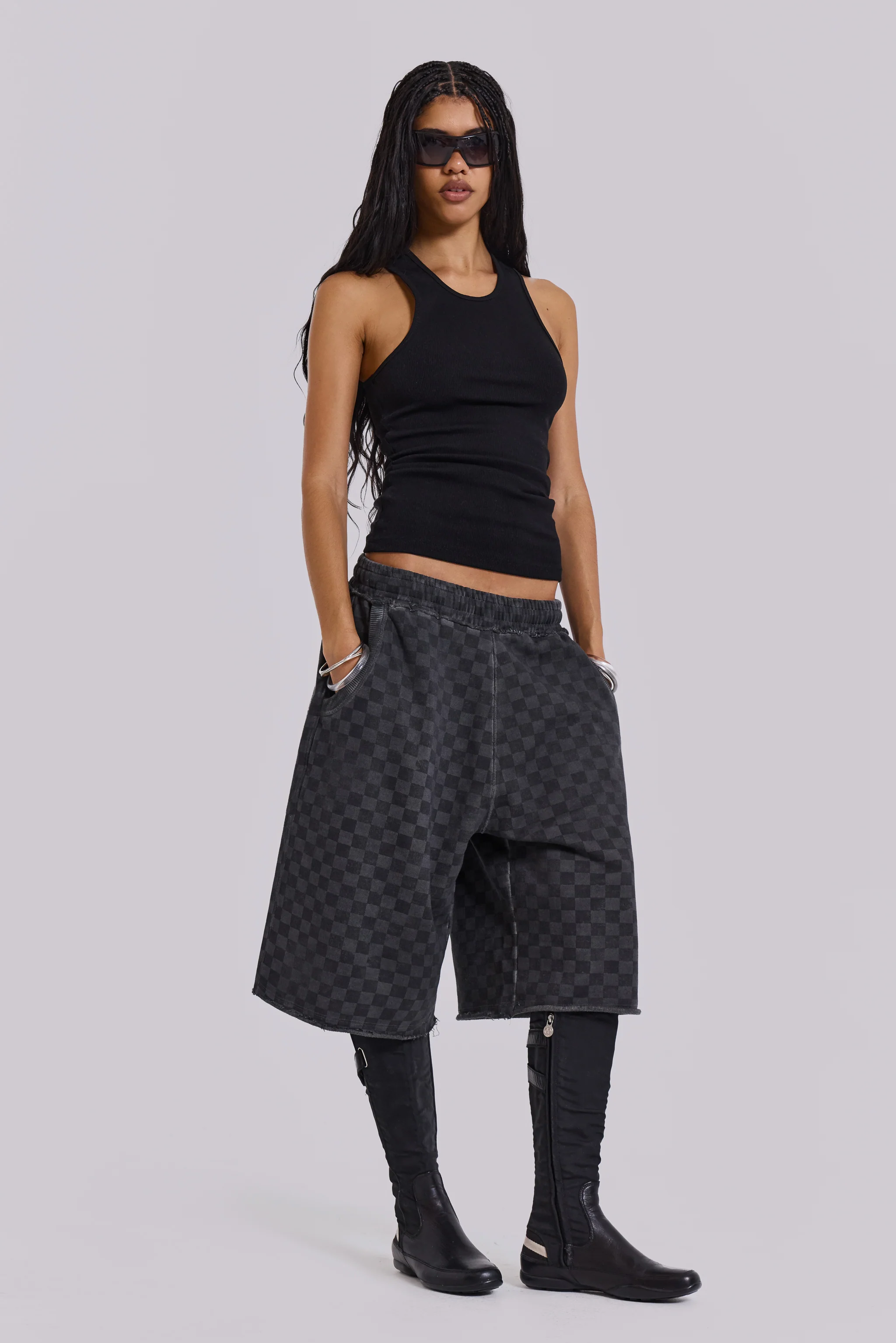 Checkerboard Monster Jogger Baggy Shorts - Image 2