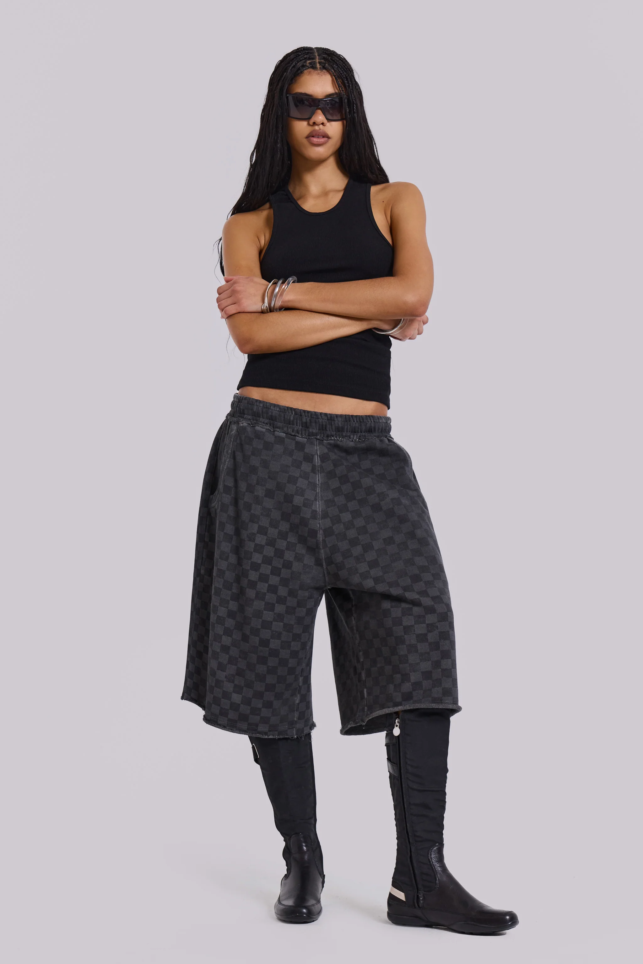 Checkerboard Monster Jogger Baggy Shorts - Image 5