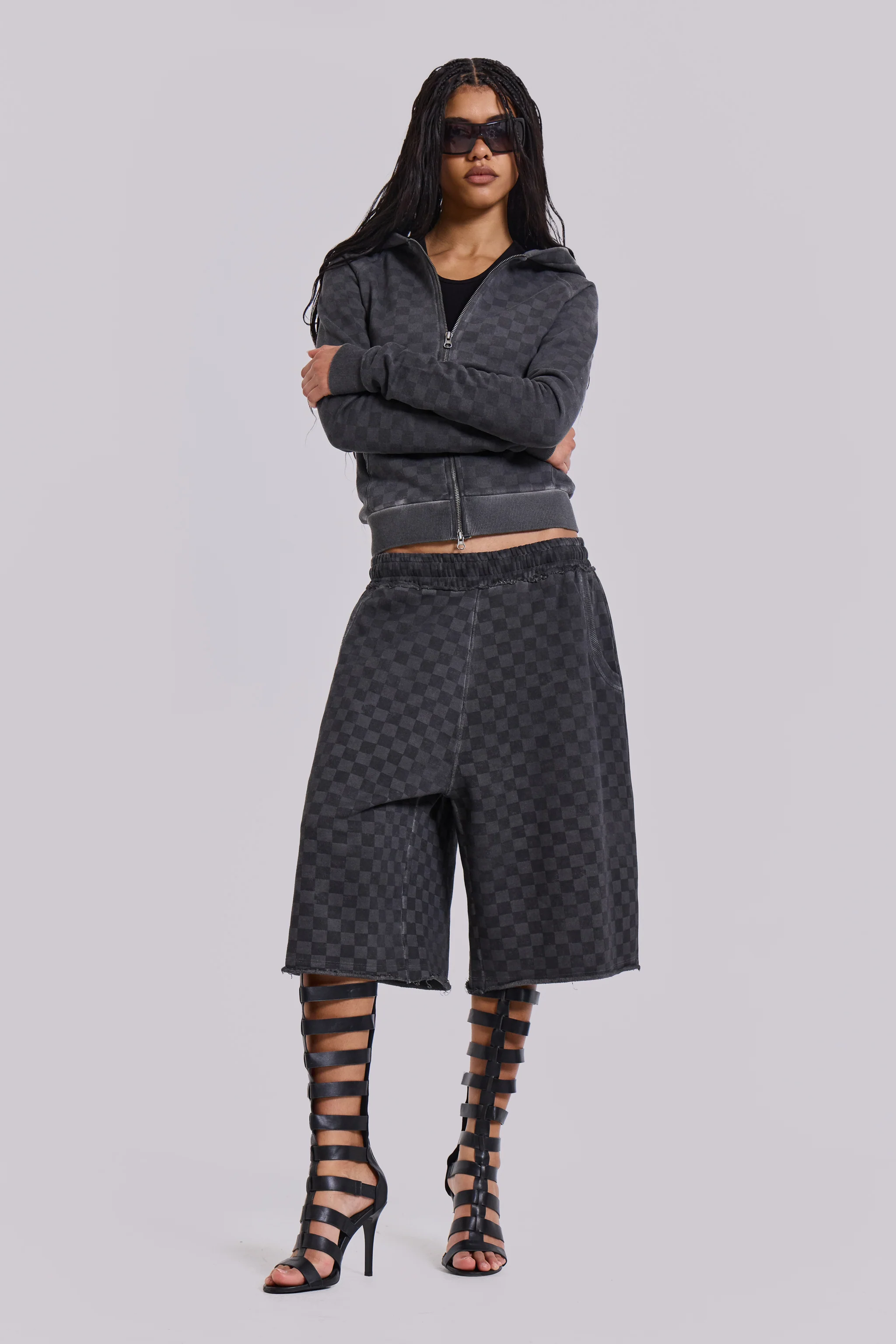 Checkerboard Monster Jogger Baggy Shorts - Image 9