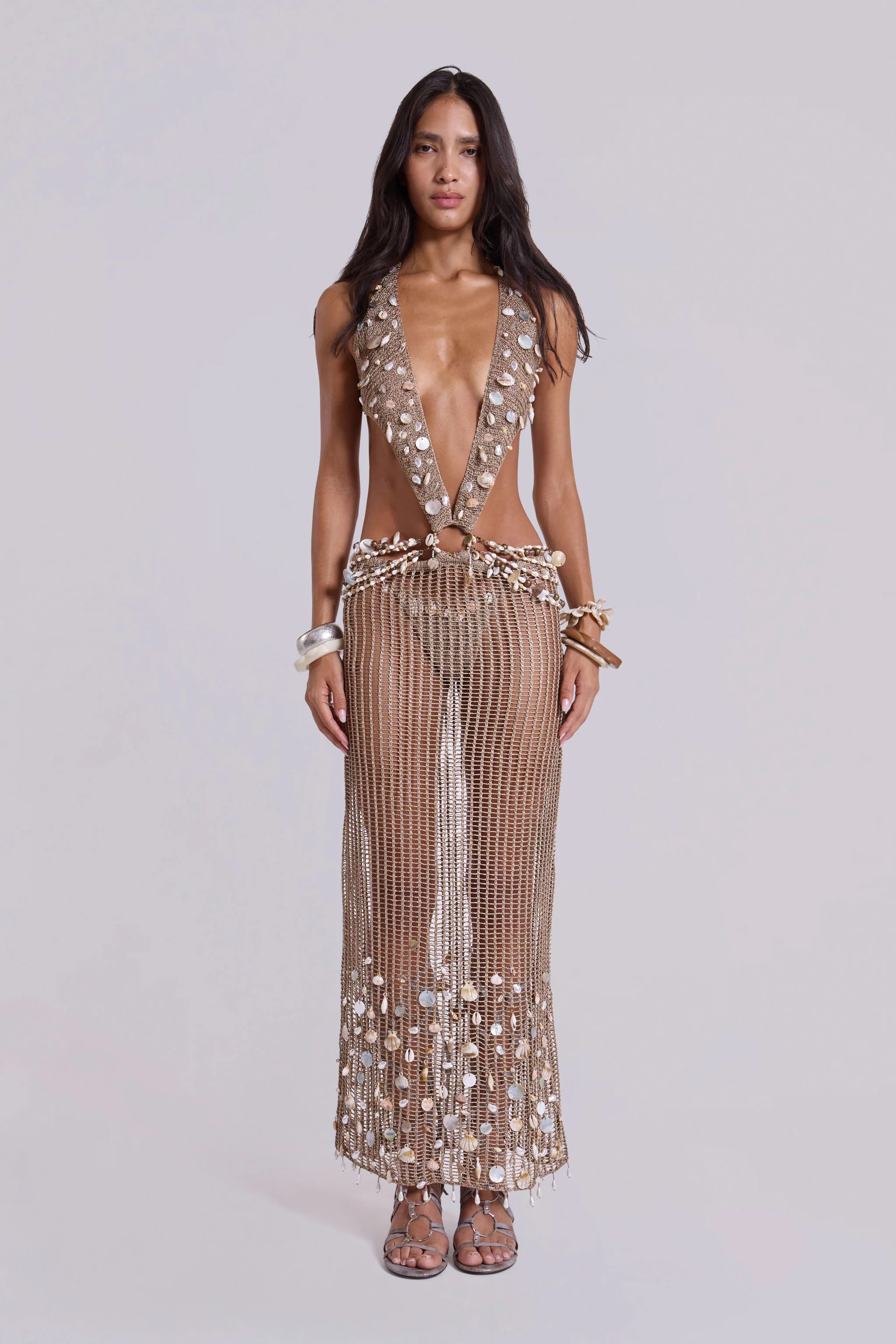 Vida Backless Crochet Maxi Dress with Shells - Image 7