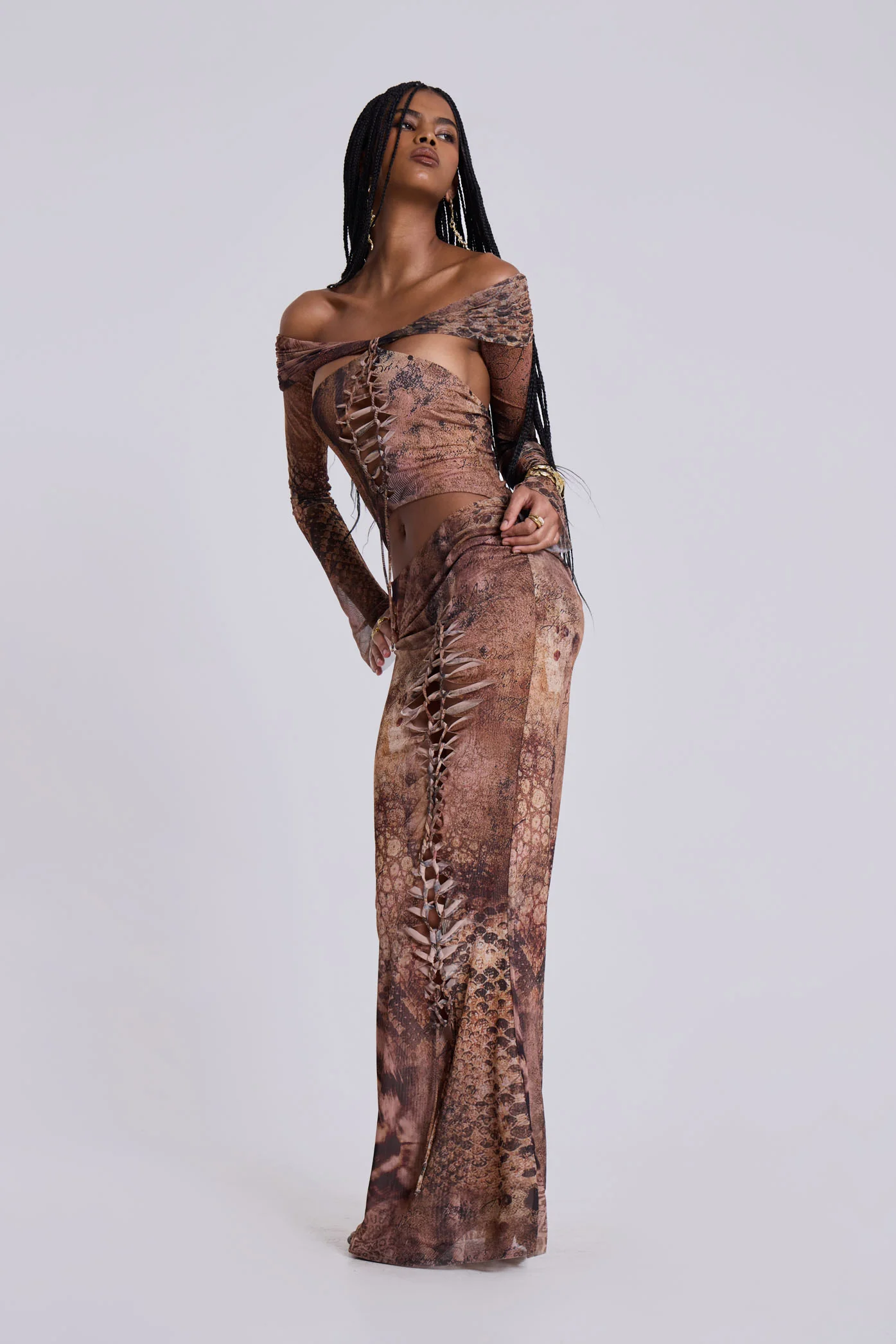 Dahna Macrame Mesh Maxi Dress - Image 6