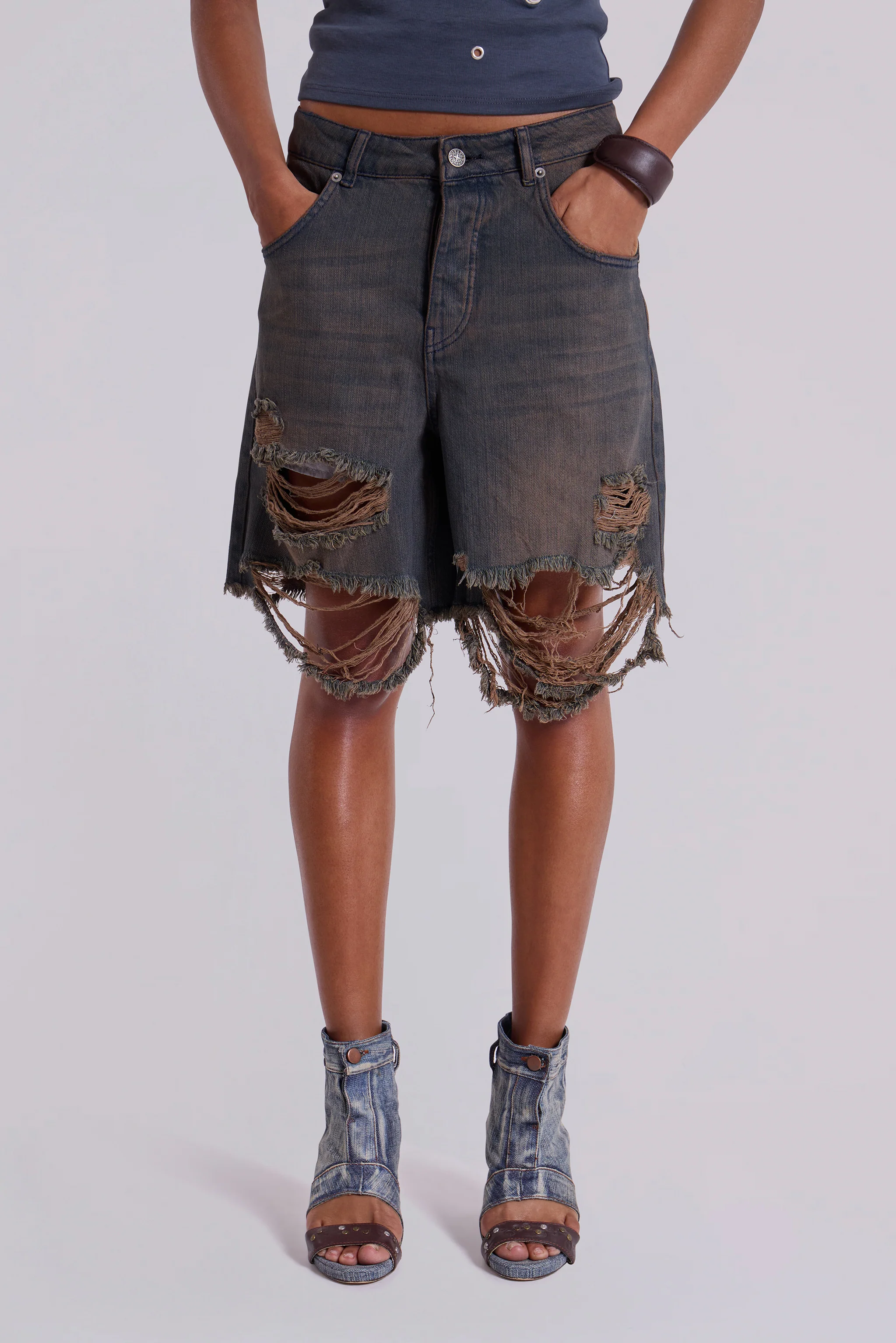 Dark Vintage Wash Glasto Shorts - Image 3