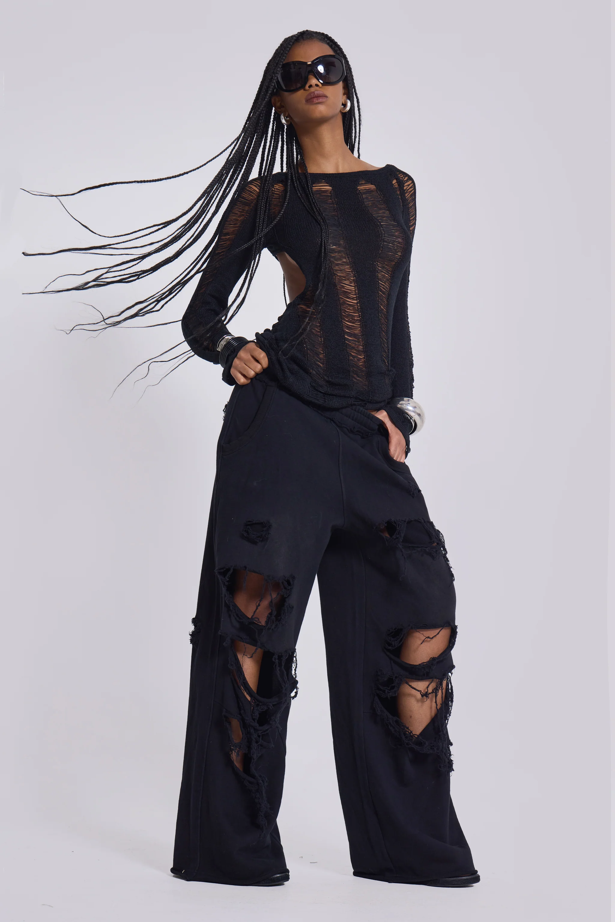 Distressed Black Baggy Monster Joggers - Image 4