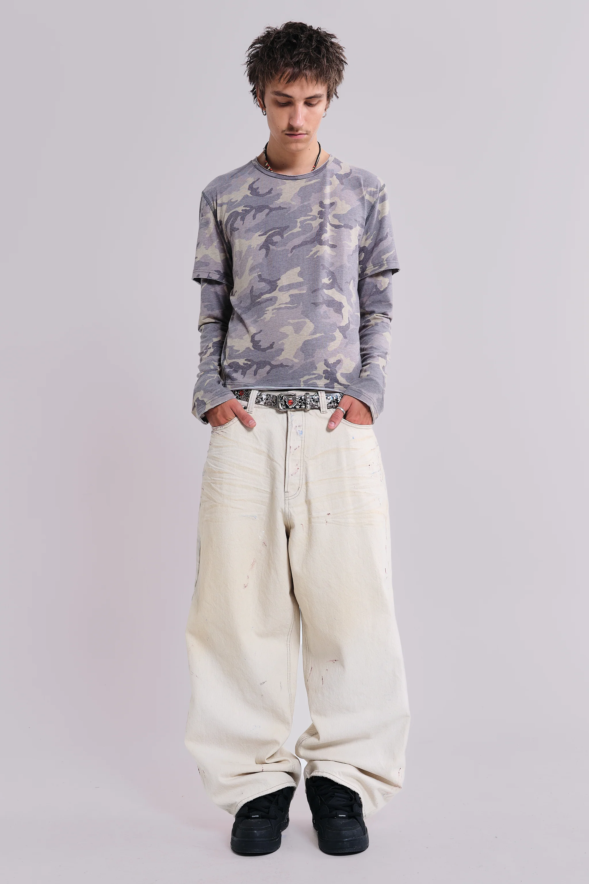 Ecru Paint Colossus Jeans - Image 2