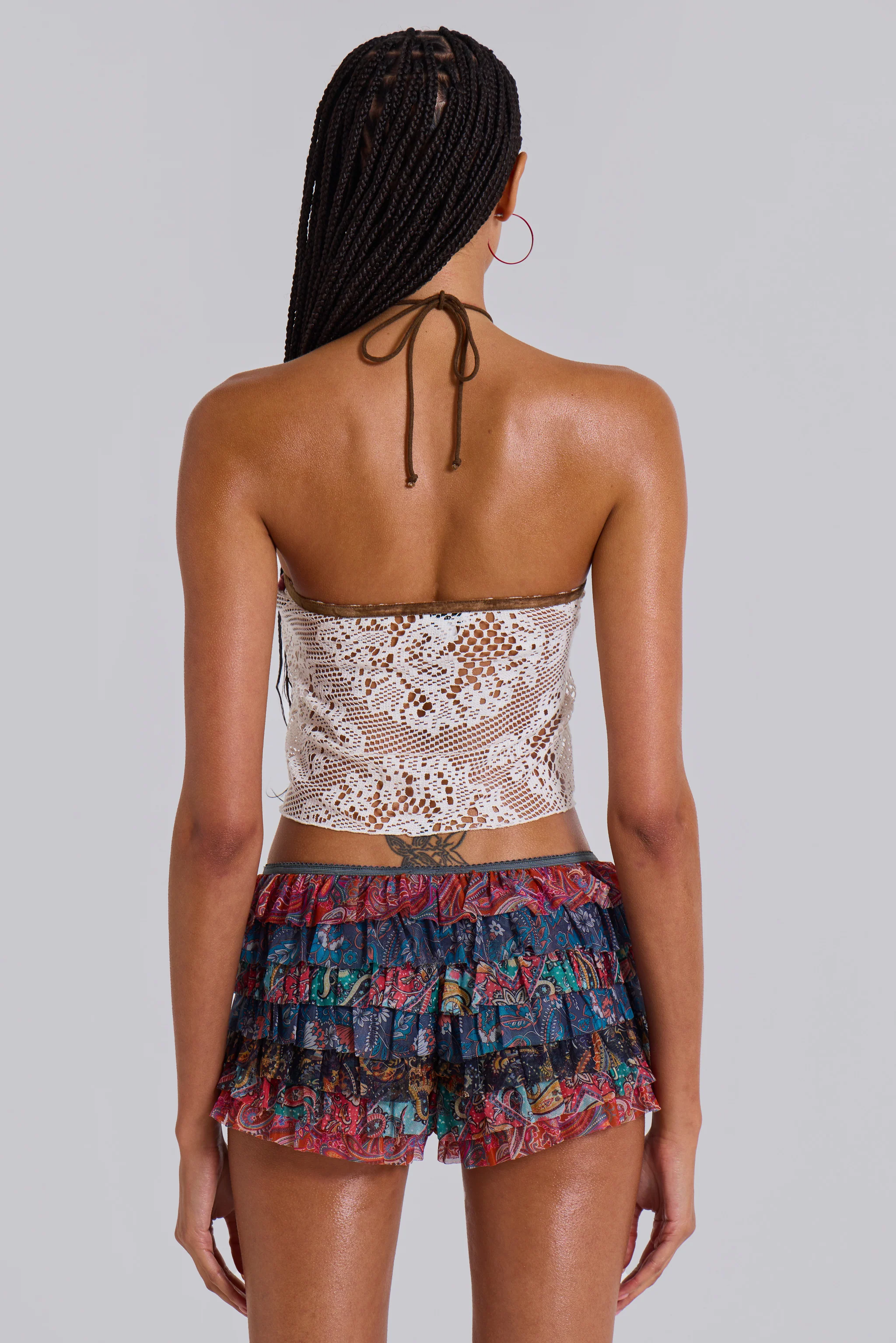 Eliana Devore Knit Bandeau Top in White - Image 2
