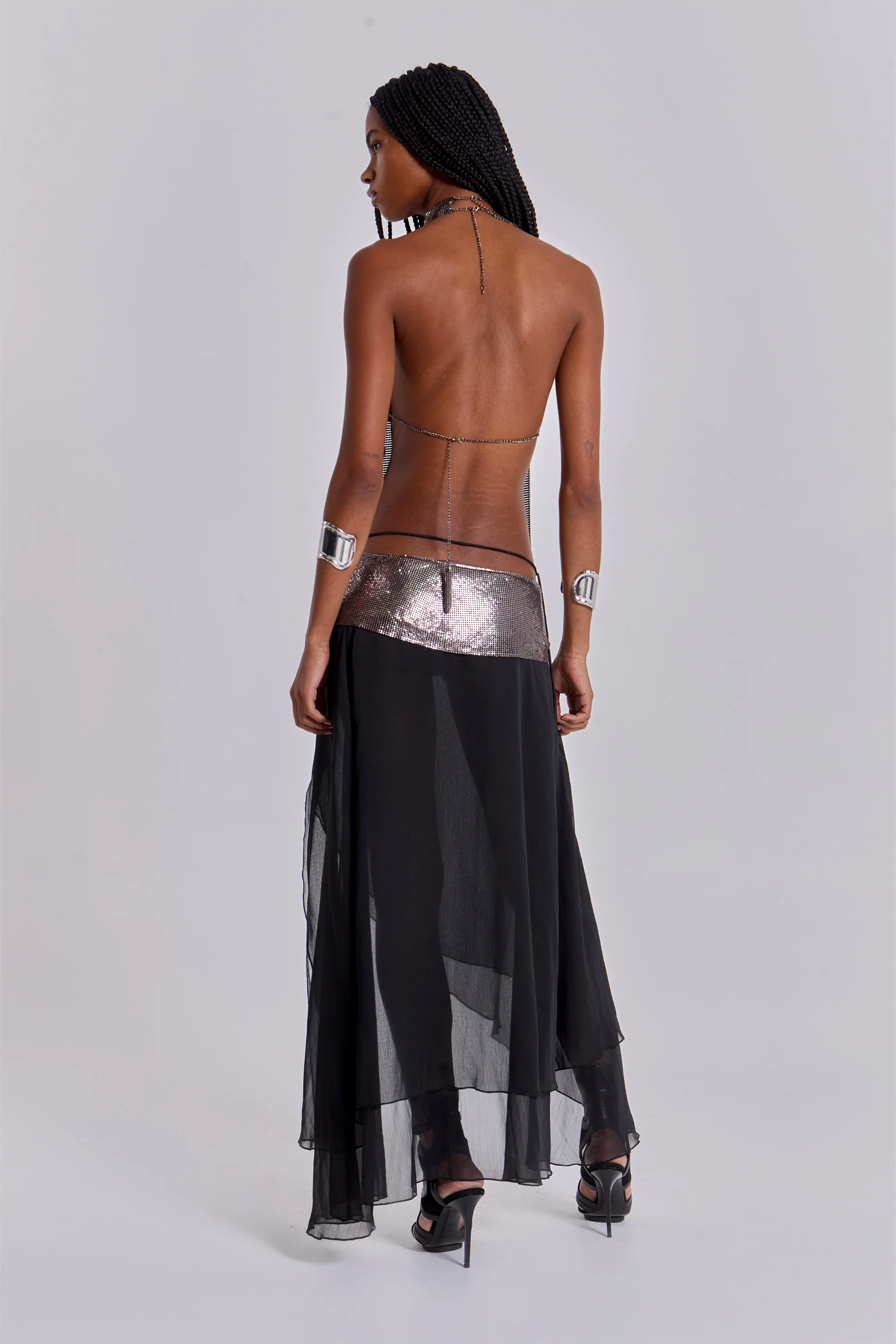 Evodia Chainmail Chiffon Wrap Skirt - Image 5