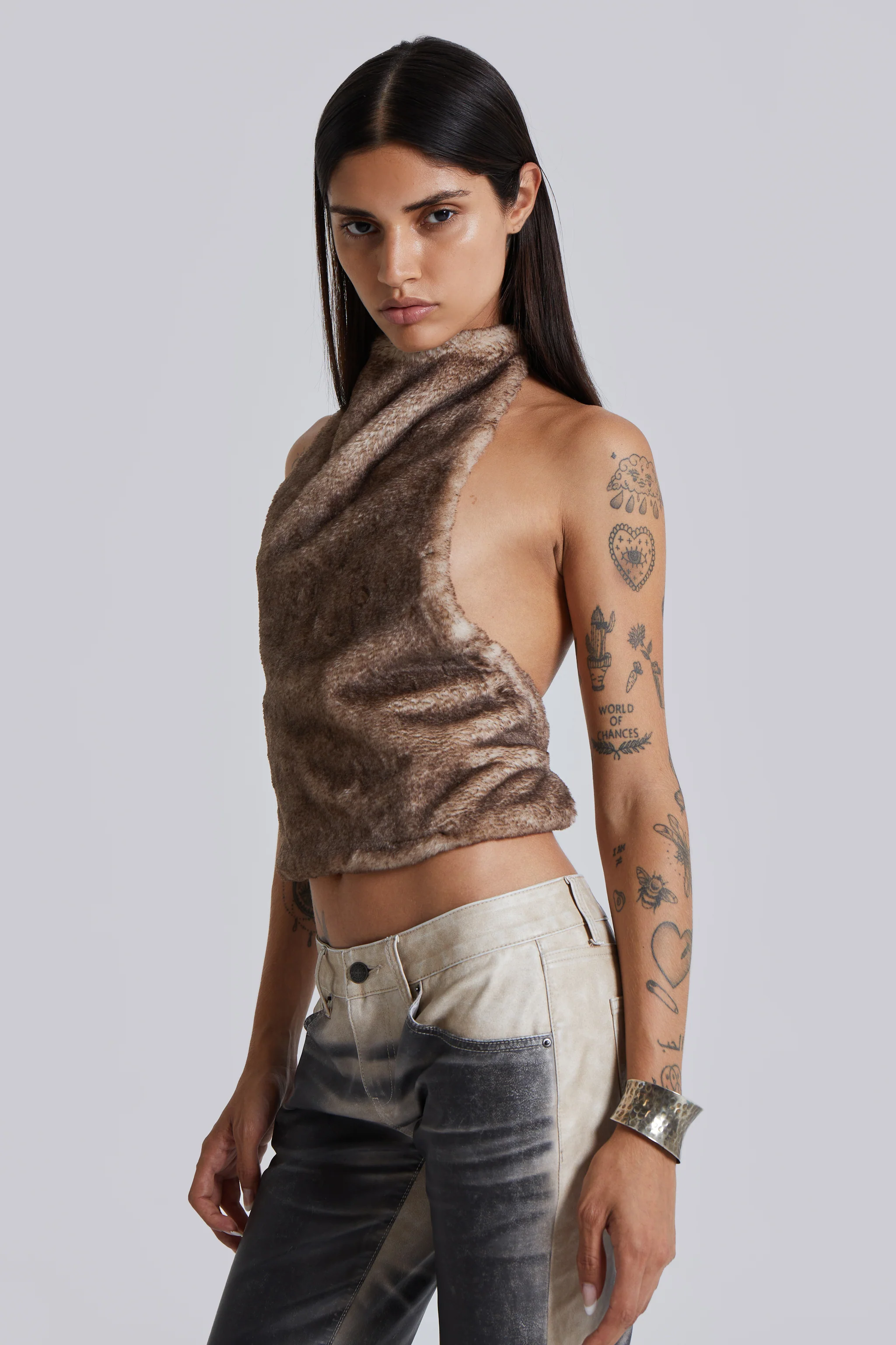 Faux Fur Zene Backless Top - Image 6