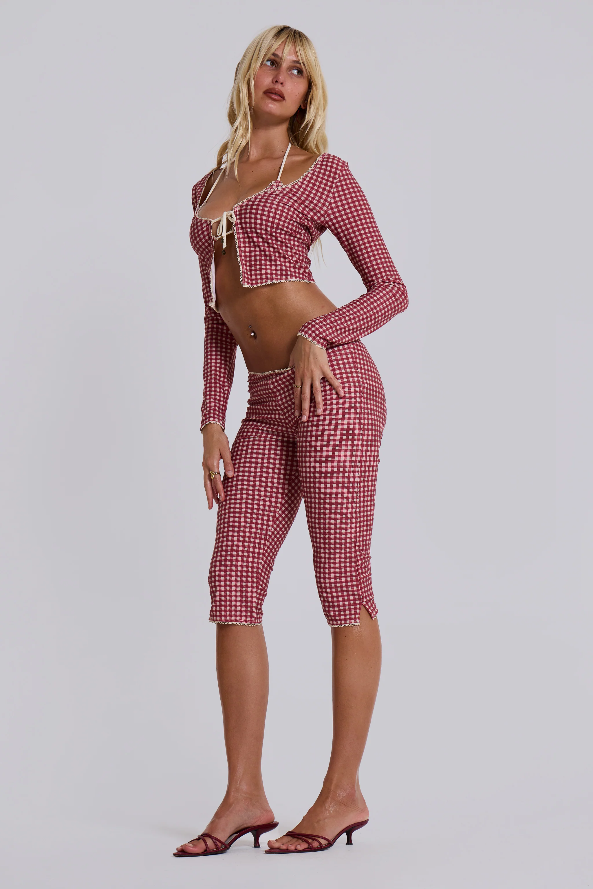 Freda Gingham Swim Cardigan Top - Image 8