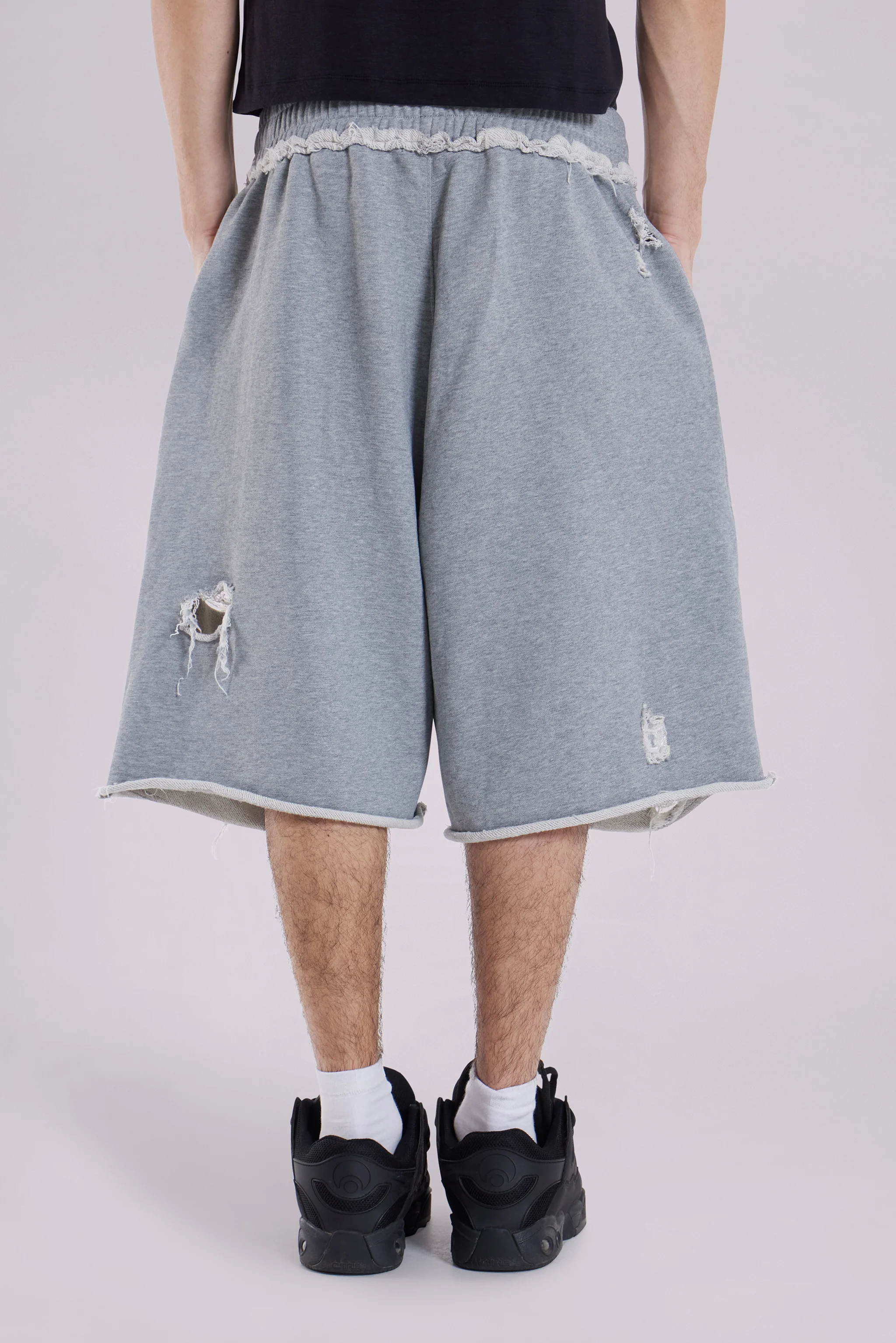 Grey Distressed Monster Shorts - Image 5