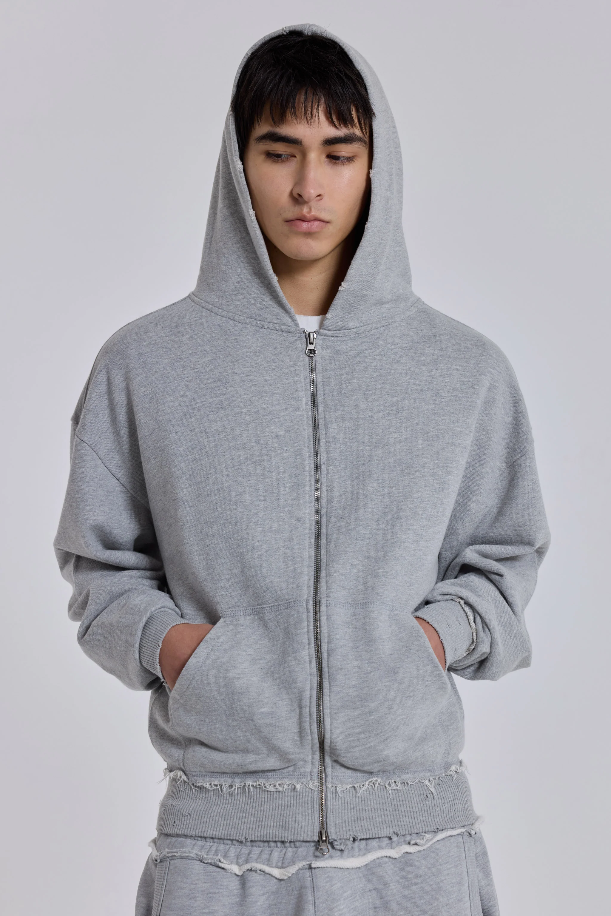 Grey Marl Oversized Monster Hoodie - Image 4