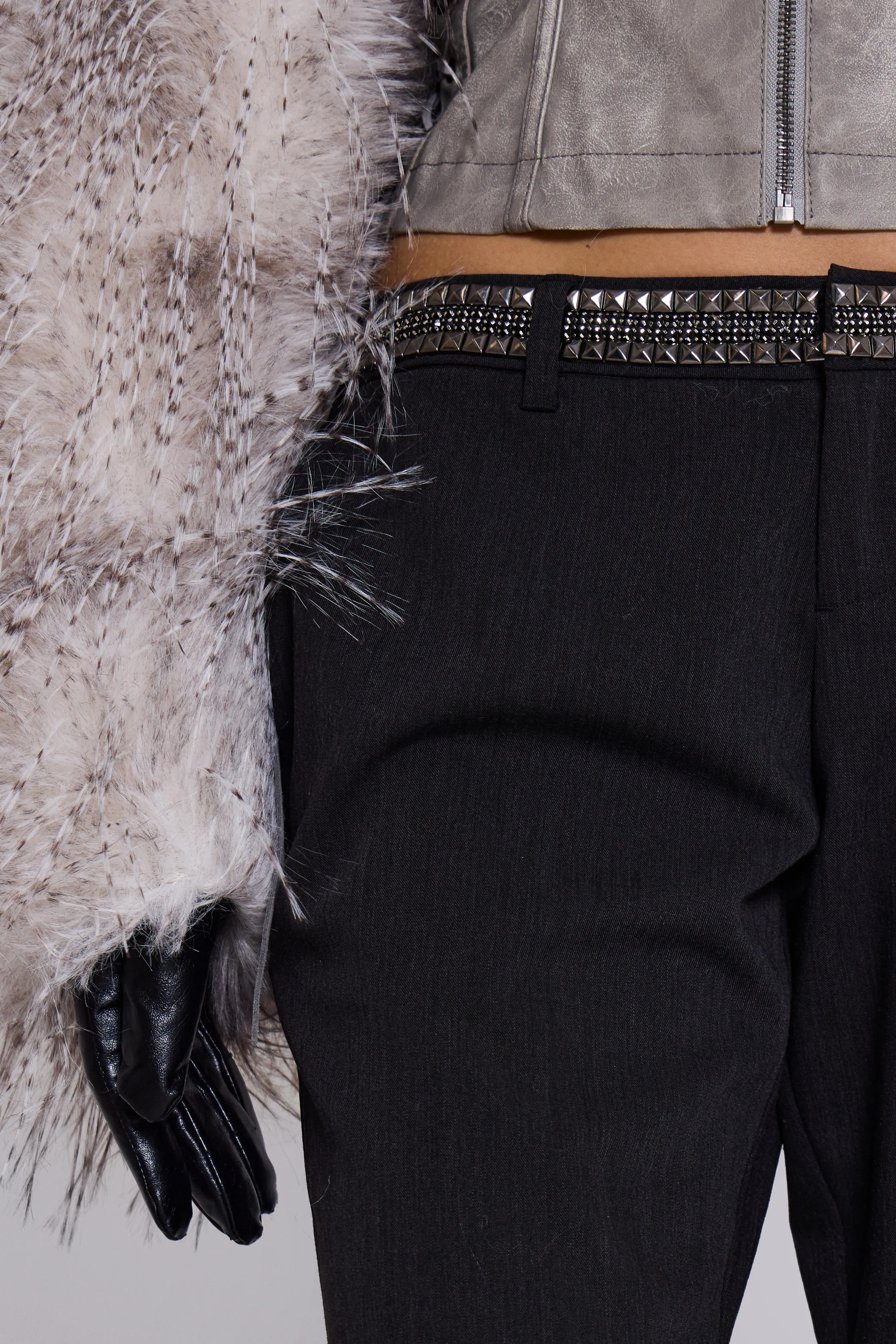 Haka Faux Feather Fur and Leather Jacket - Image 9