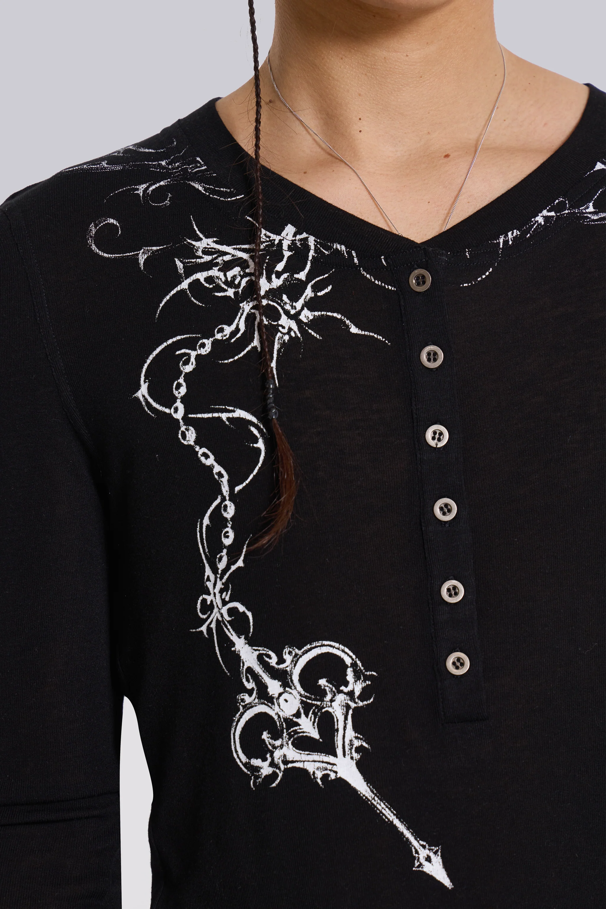 Ines Black Henley Top - Image 6