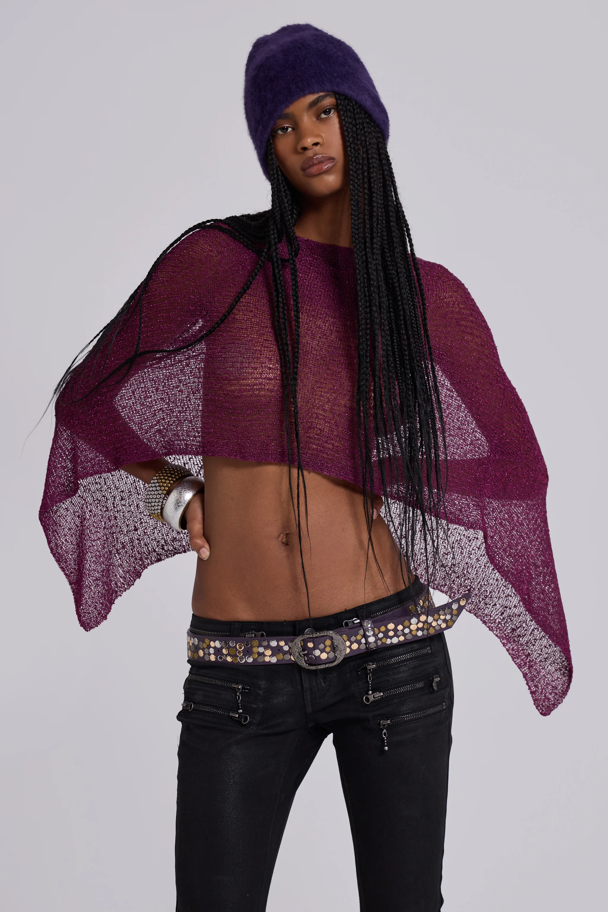 Infinity Multiway Knit Cape in Wine - Image 2