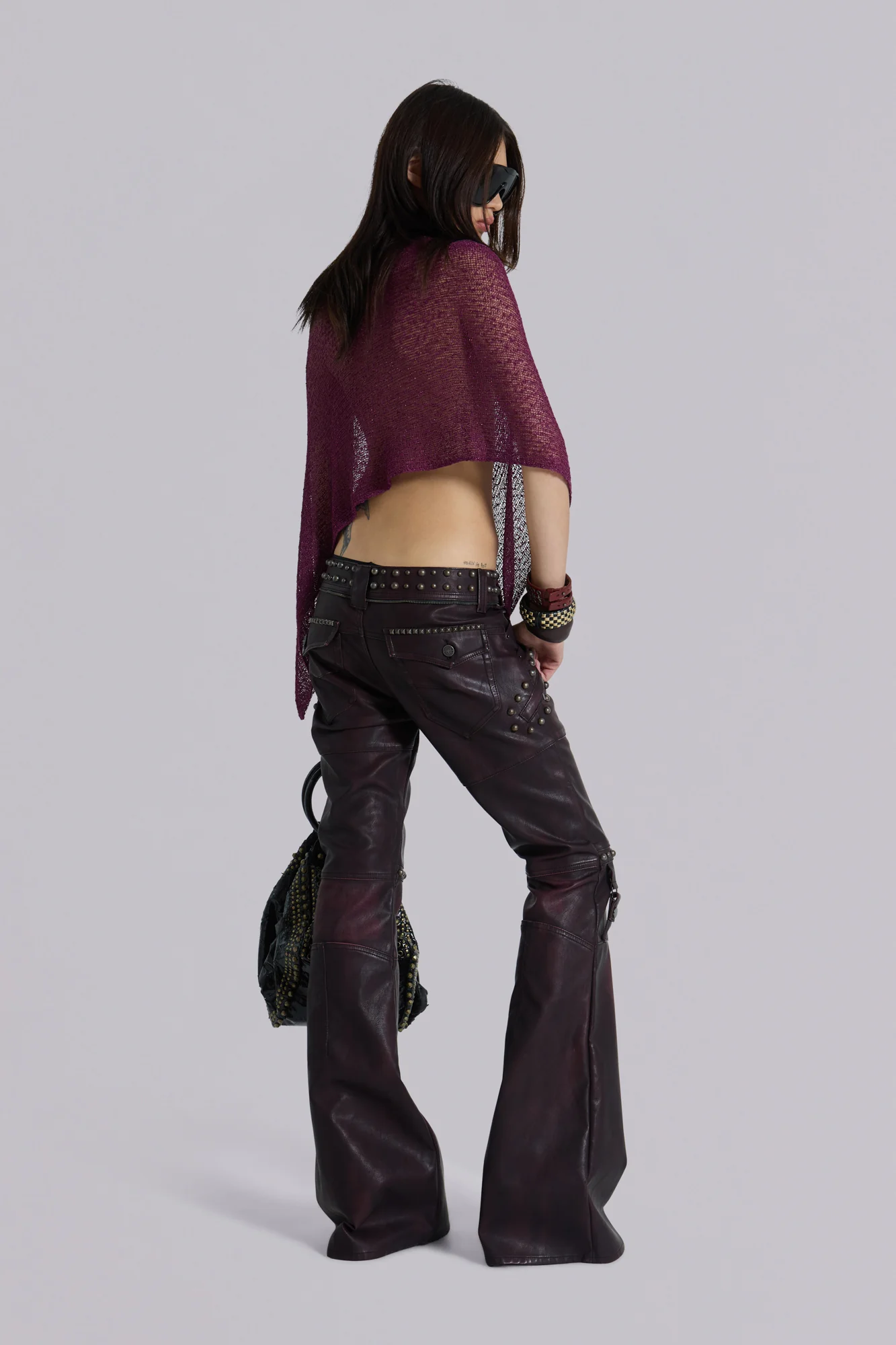 Infinity Multiway Knit Cape in Wine - Image 5
