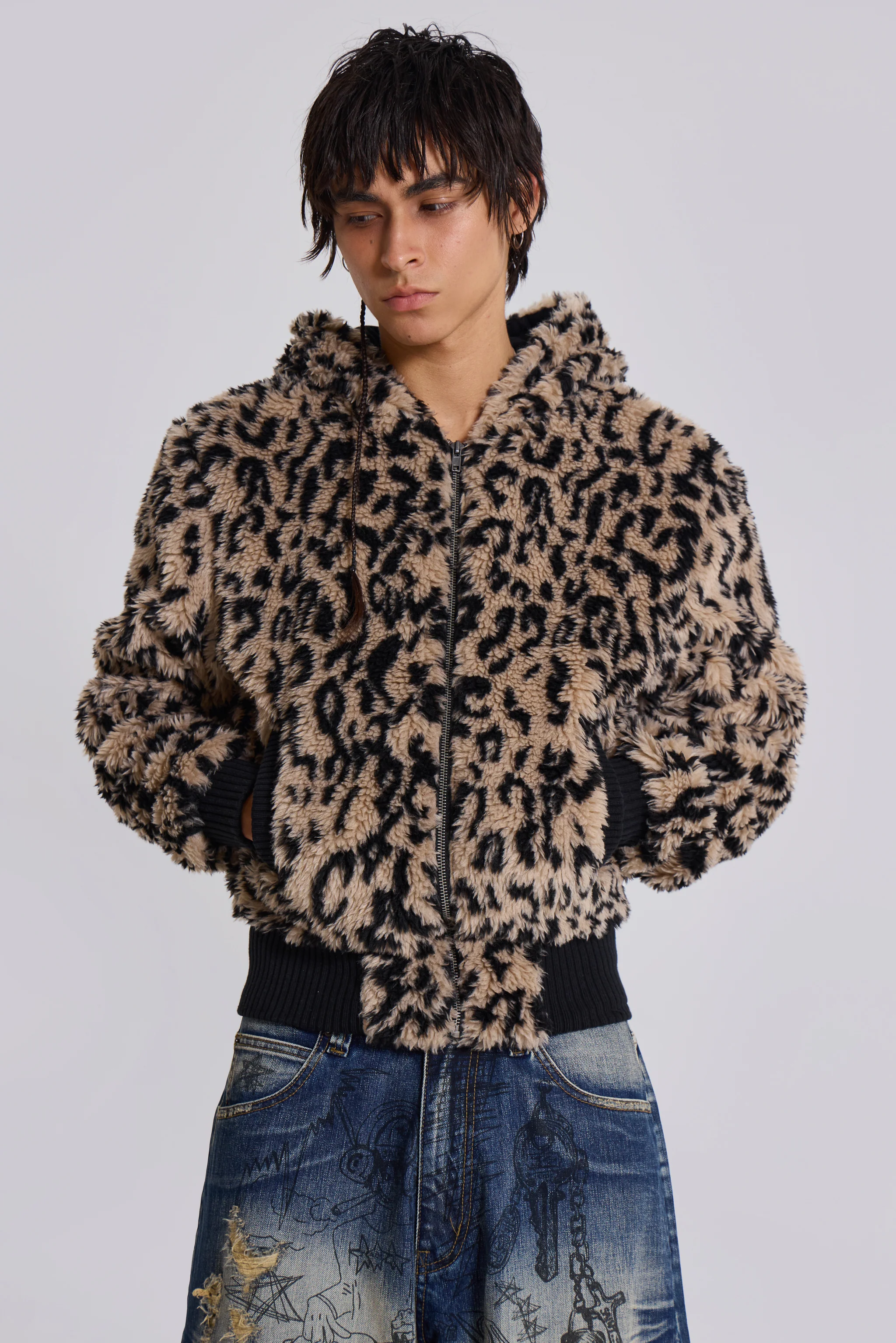 Leopard Faux Fur Hooded Jacket - Image 2