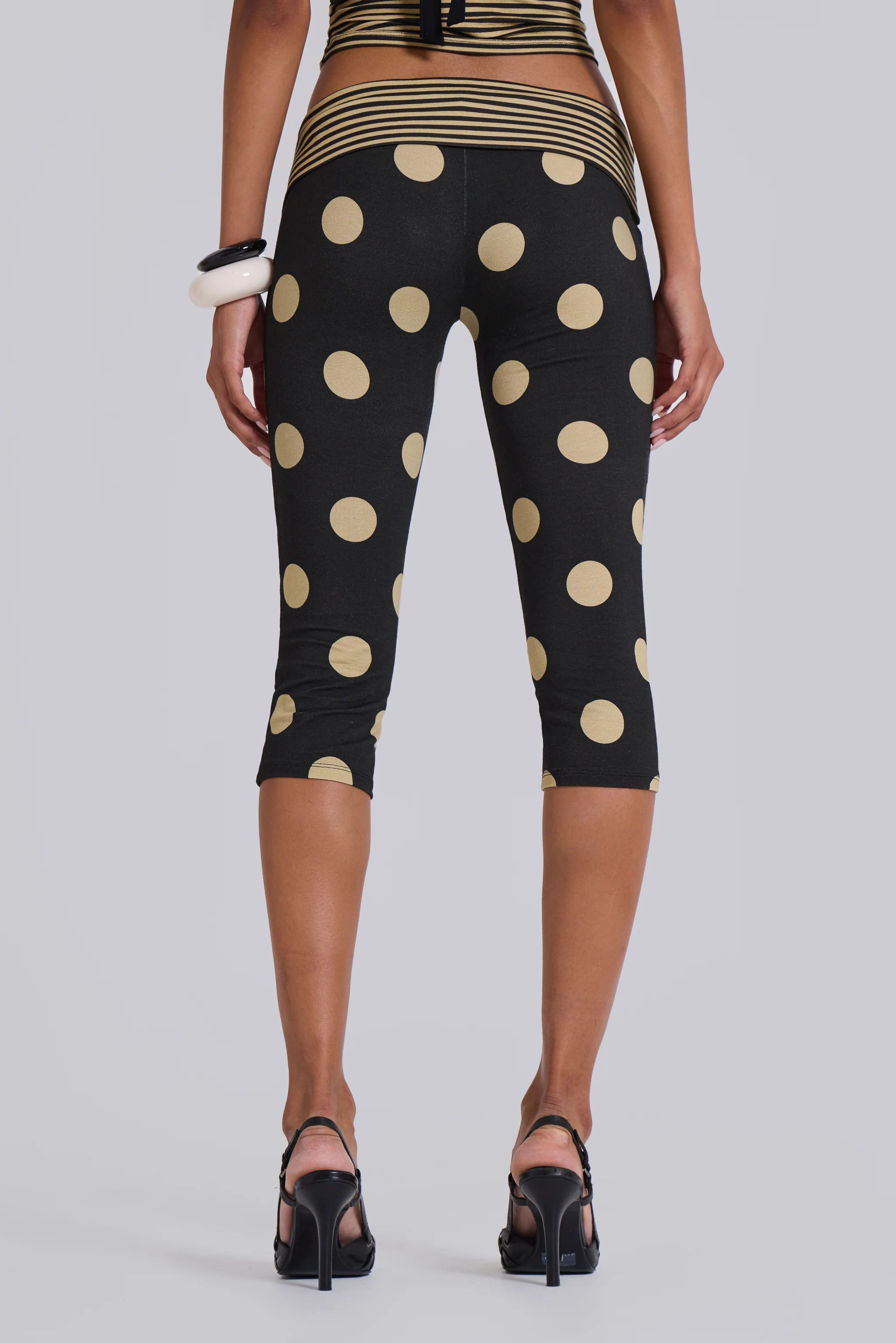 Lola Foldover Capris in Polkadot Stripe - Image 3