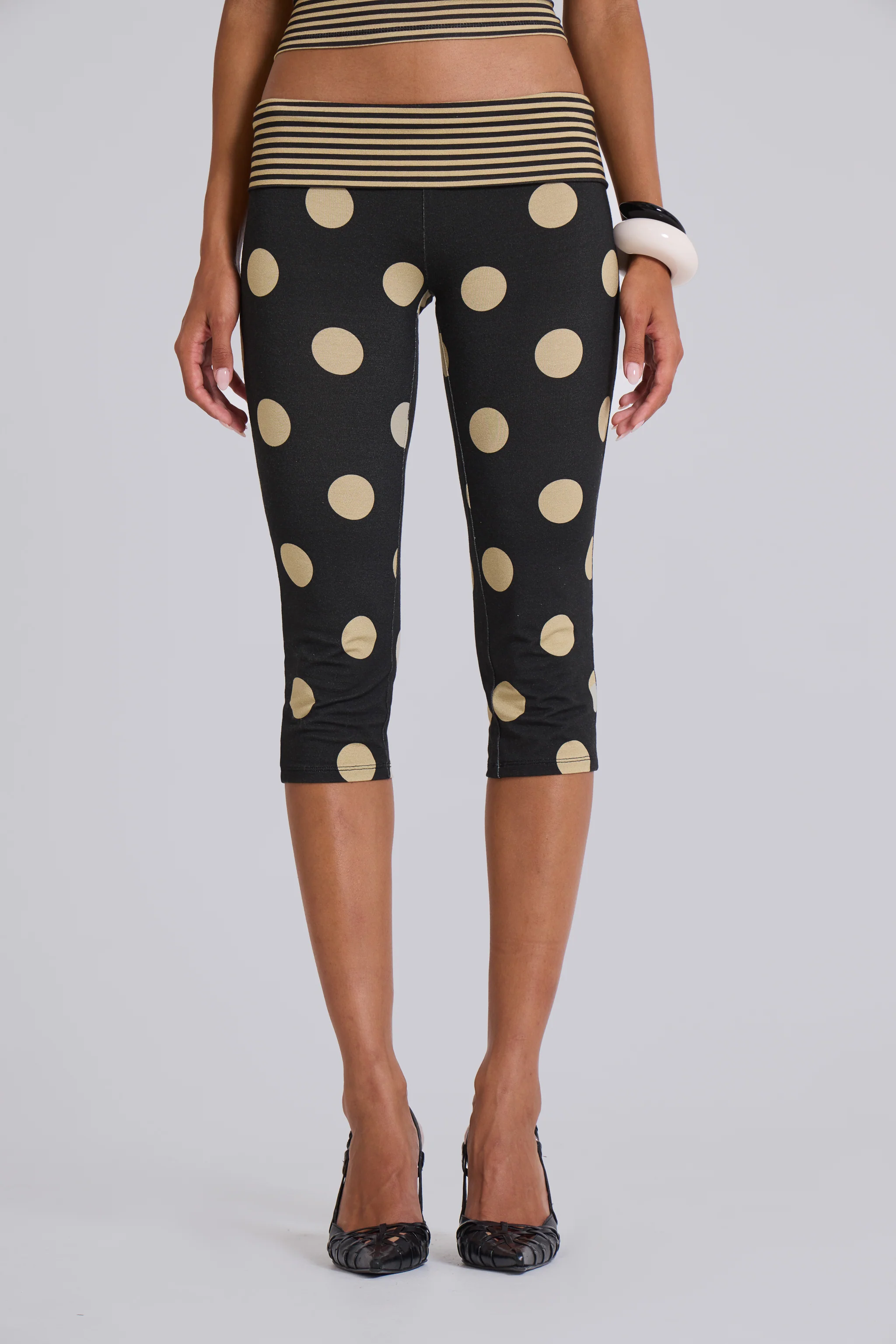 Lola Foldover Capris in Polkadot Stripe - Image 7