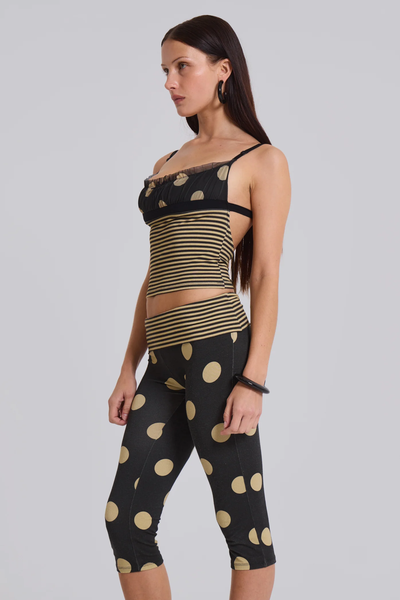 Lola Foldover Capris in Polkadot Stripe - Image 9