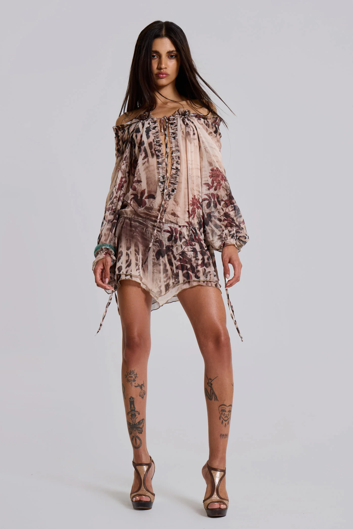 Lorenza Sheer Bardot Dress In Oza - Image 5