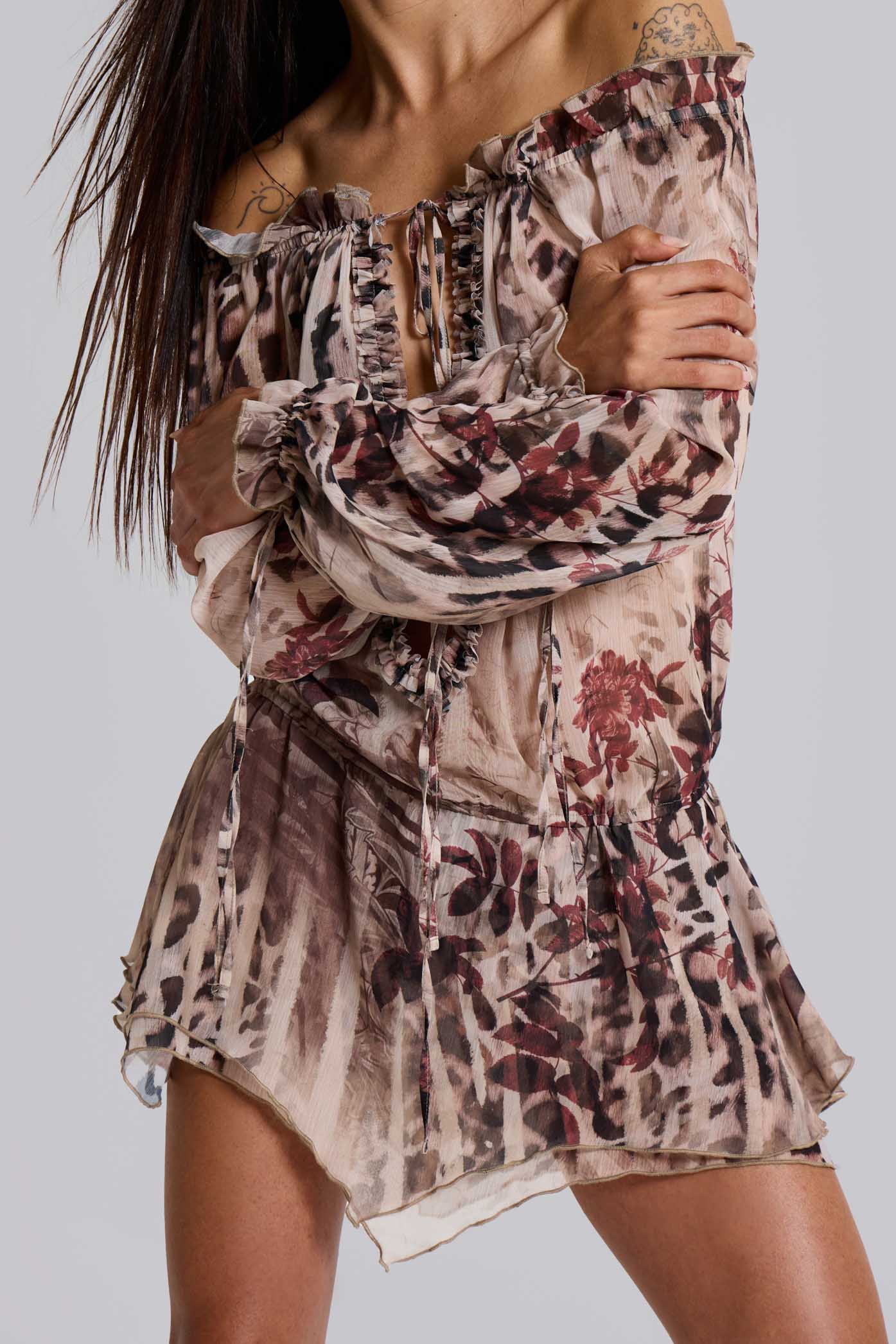 Lorenza Sheer Bardot Dress In Oza - Image 6