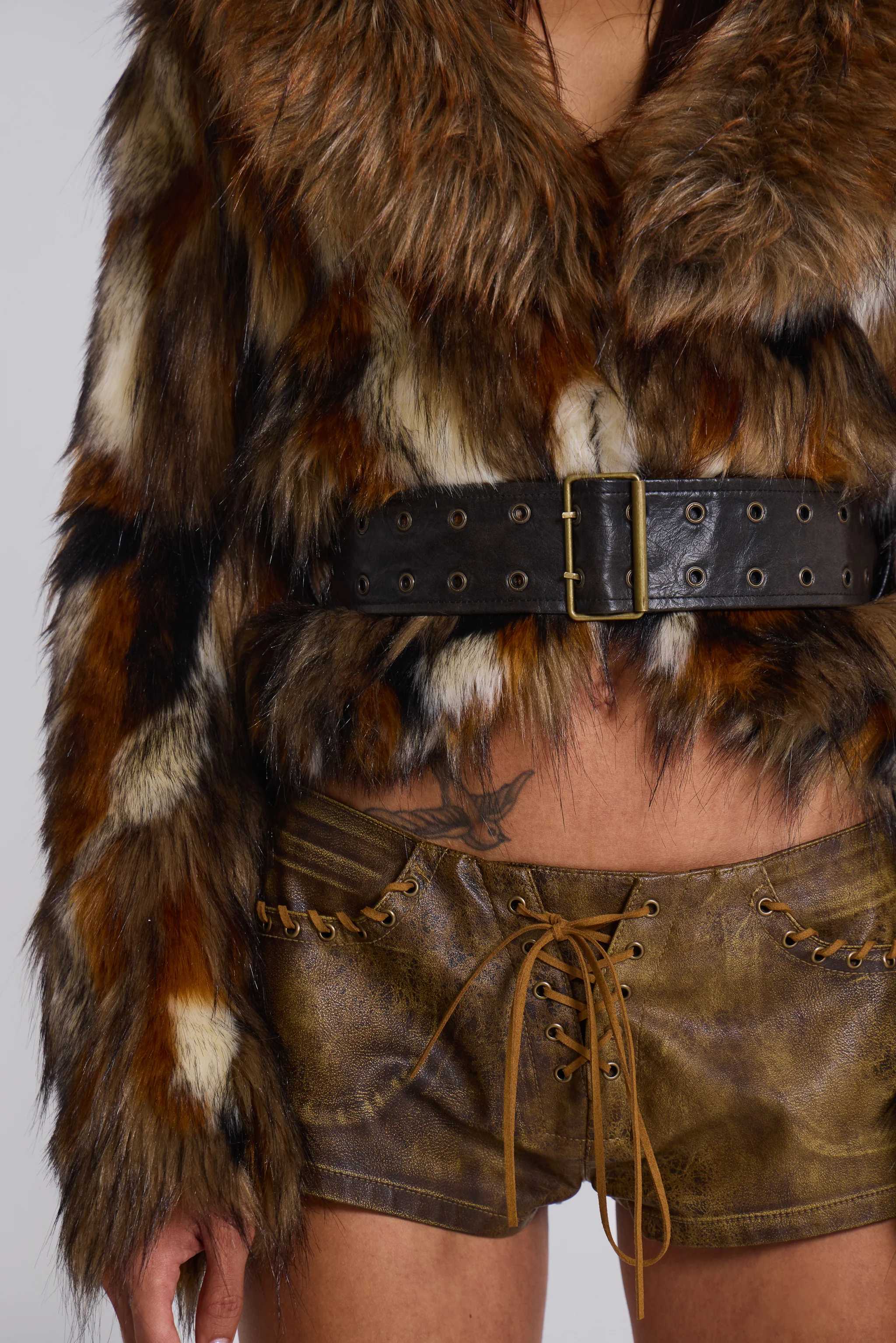 Mesconda Faux Fur Belted Jacket - Image 7