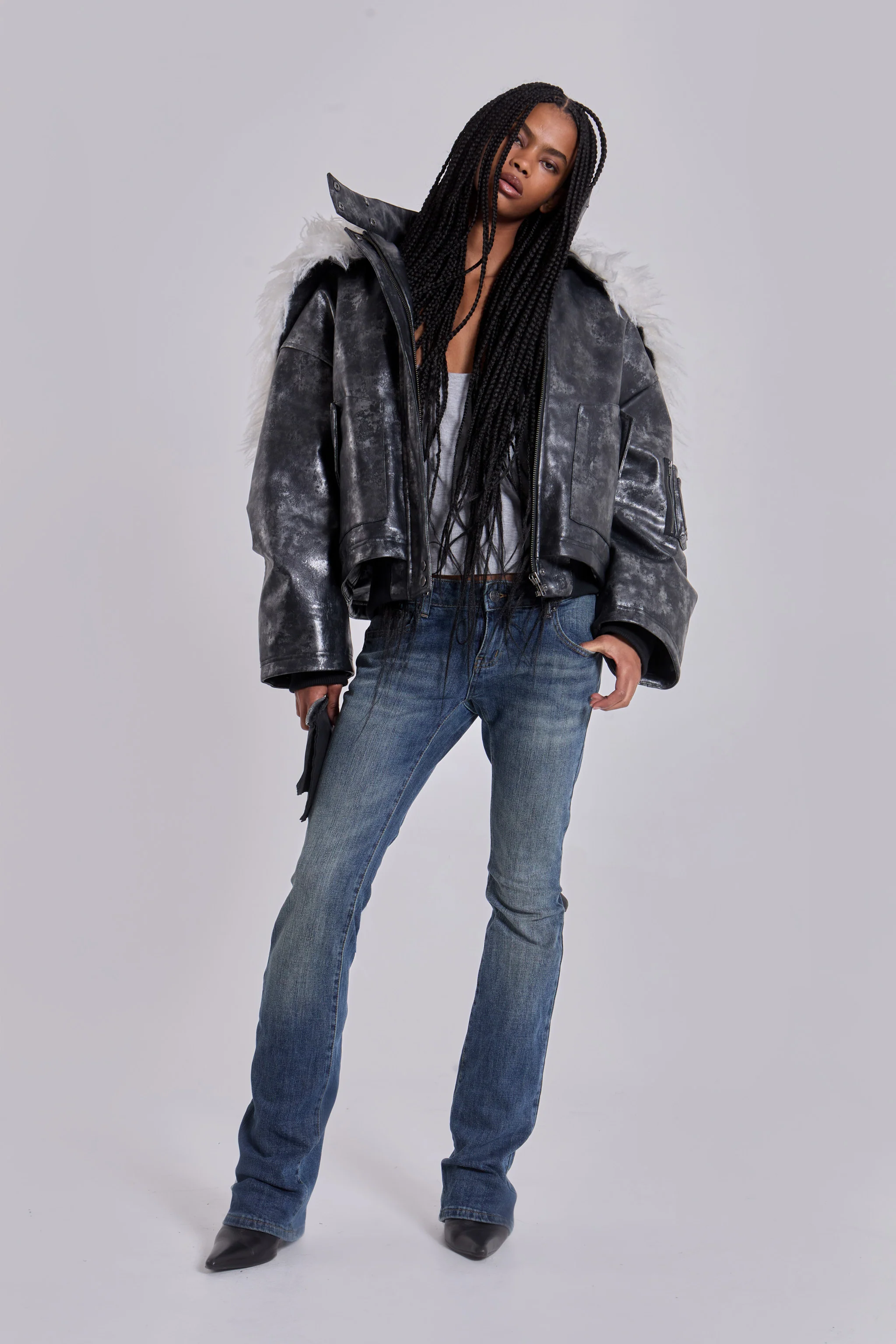 Mistra PU Leather Bomber Jacket - Image 11