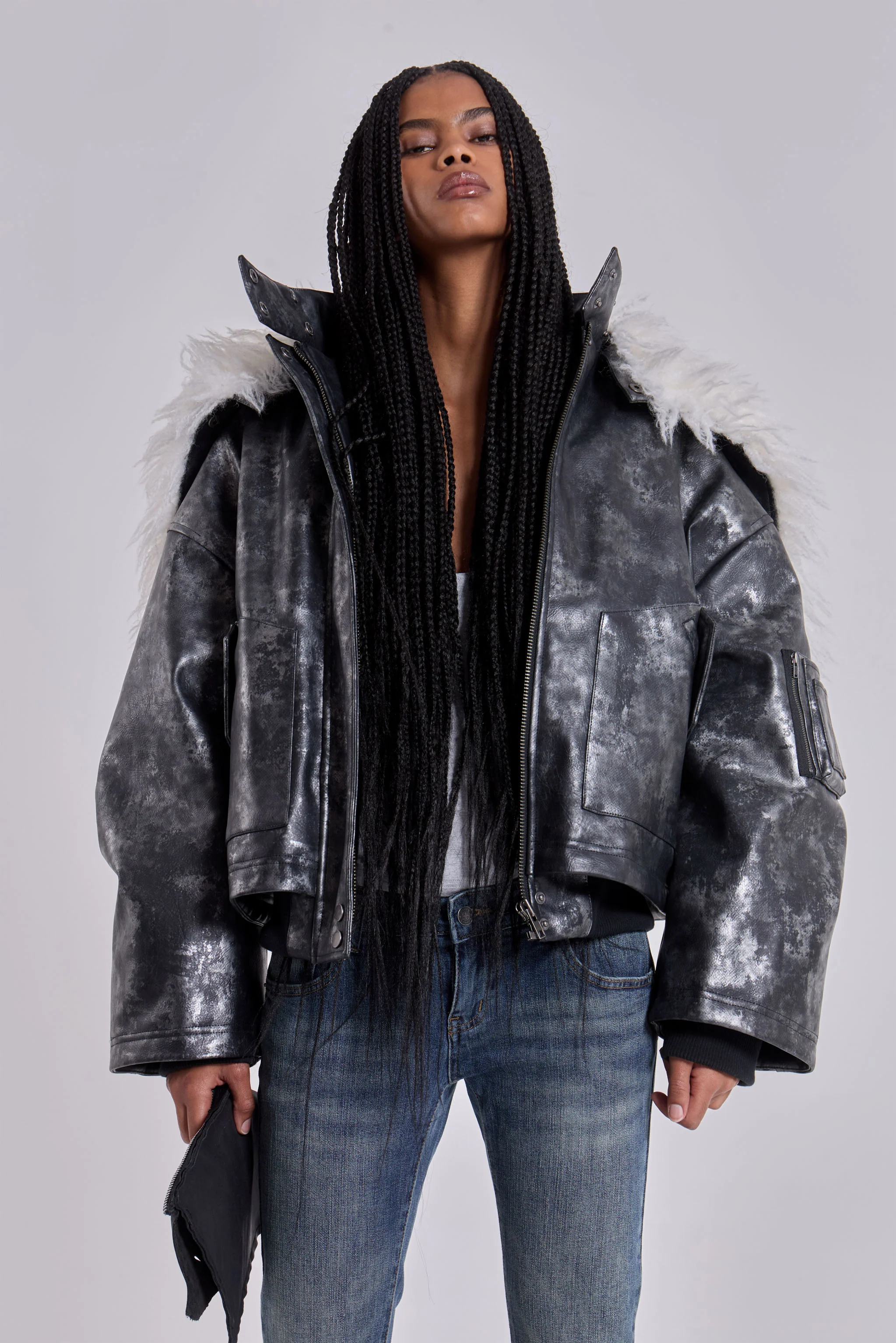 Mistra PU Leather Bomber Jacket - Image 3