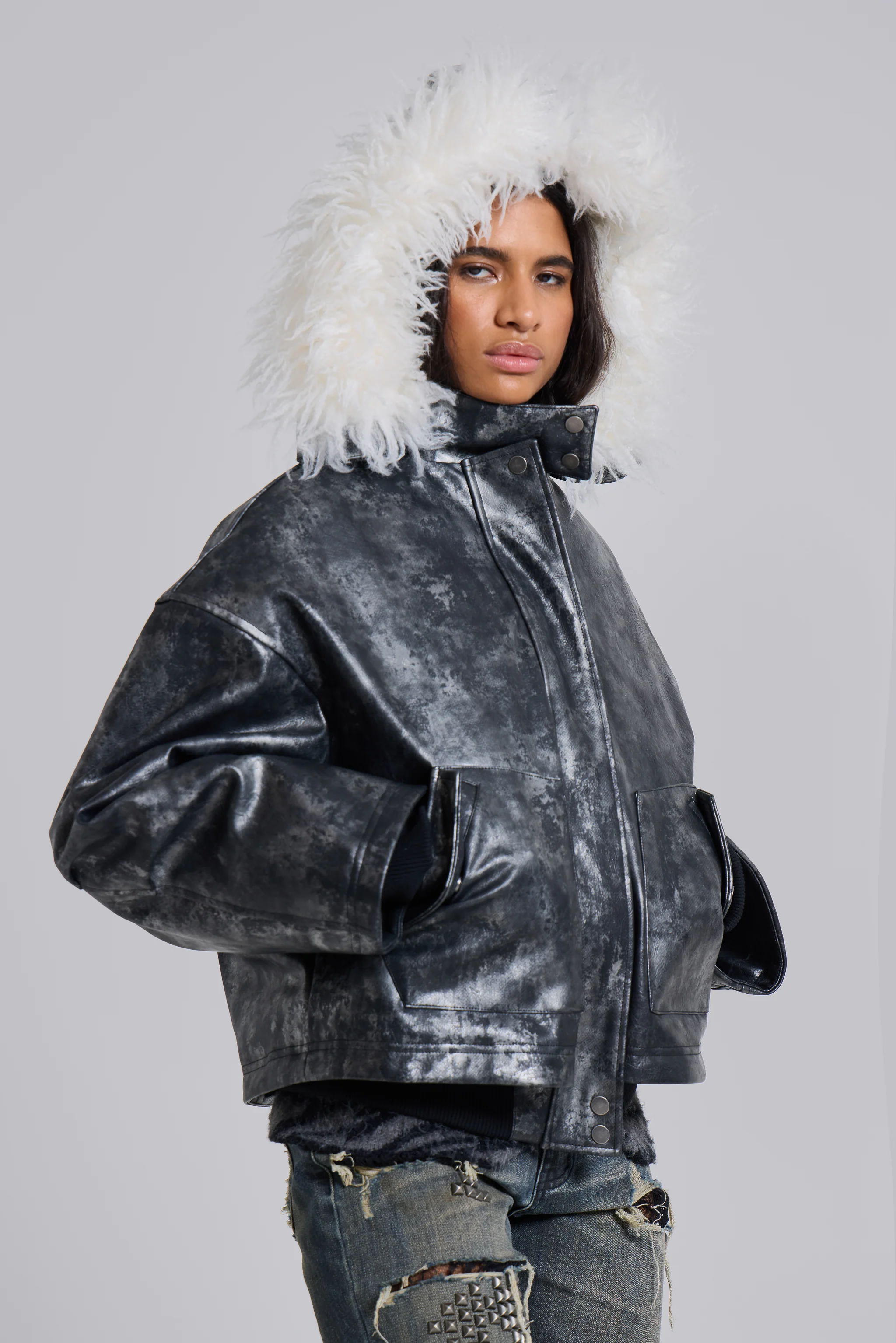 Mistra PU Leather Bomber Jacket - Image 7