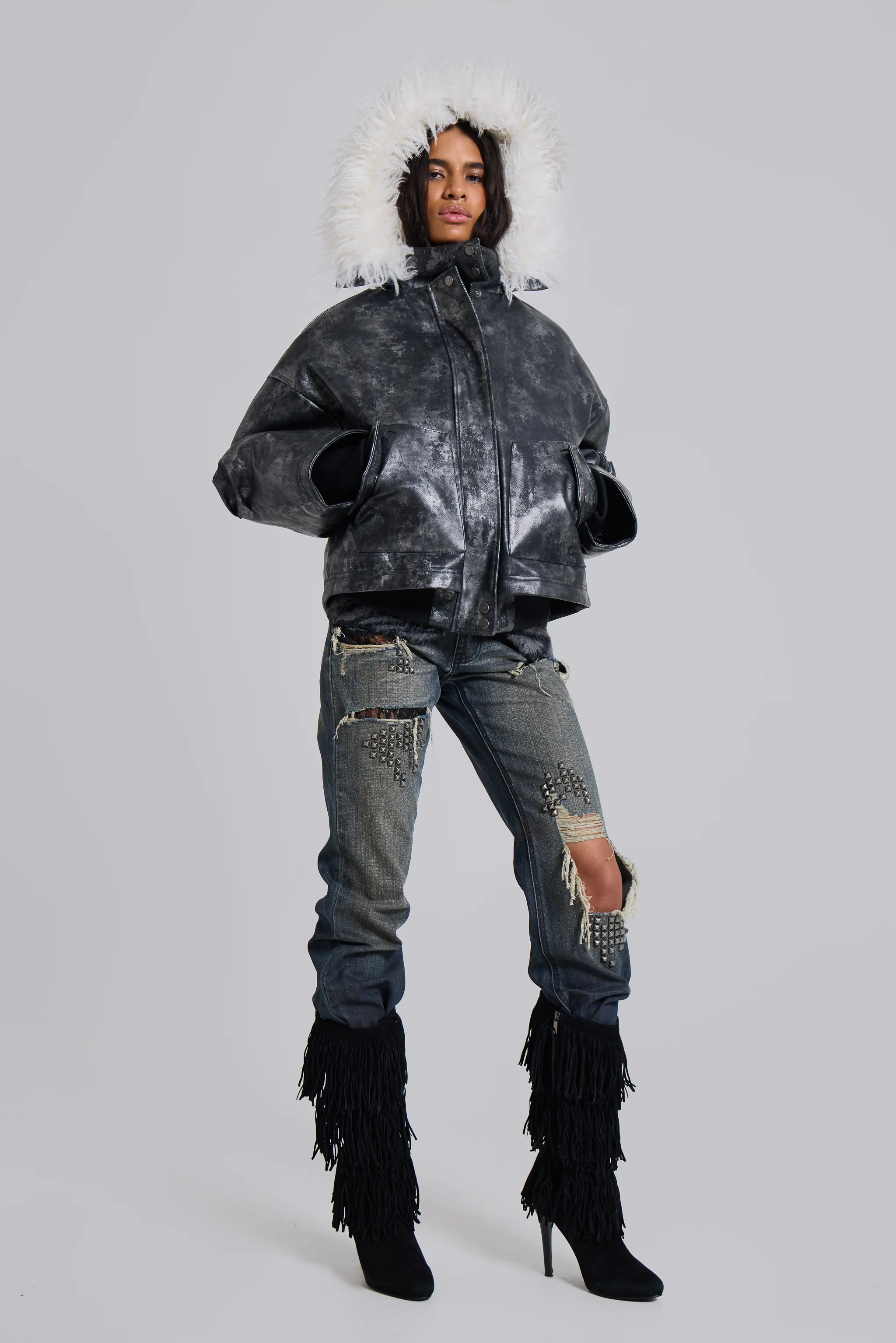 Mistra PU Leather Bomber Jacket - Image 8