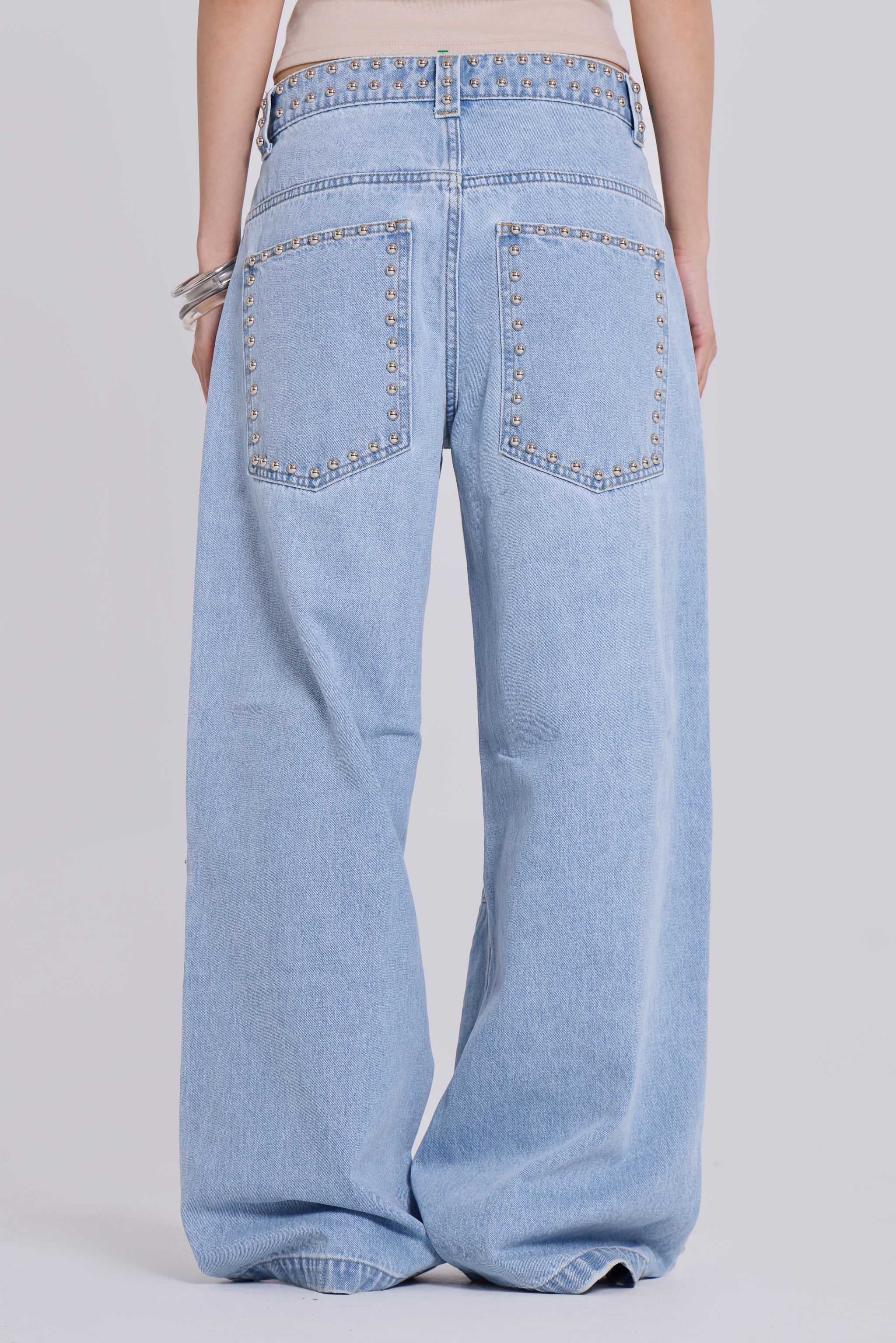 Nailed Studded Colossus Jeans in Light Blue Wash - Image 2