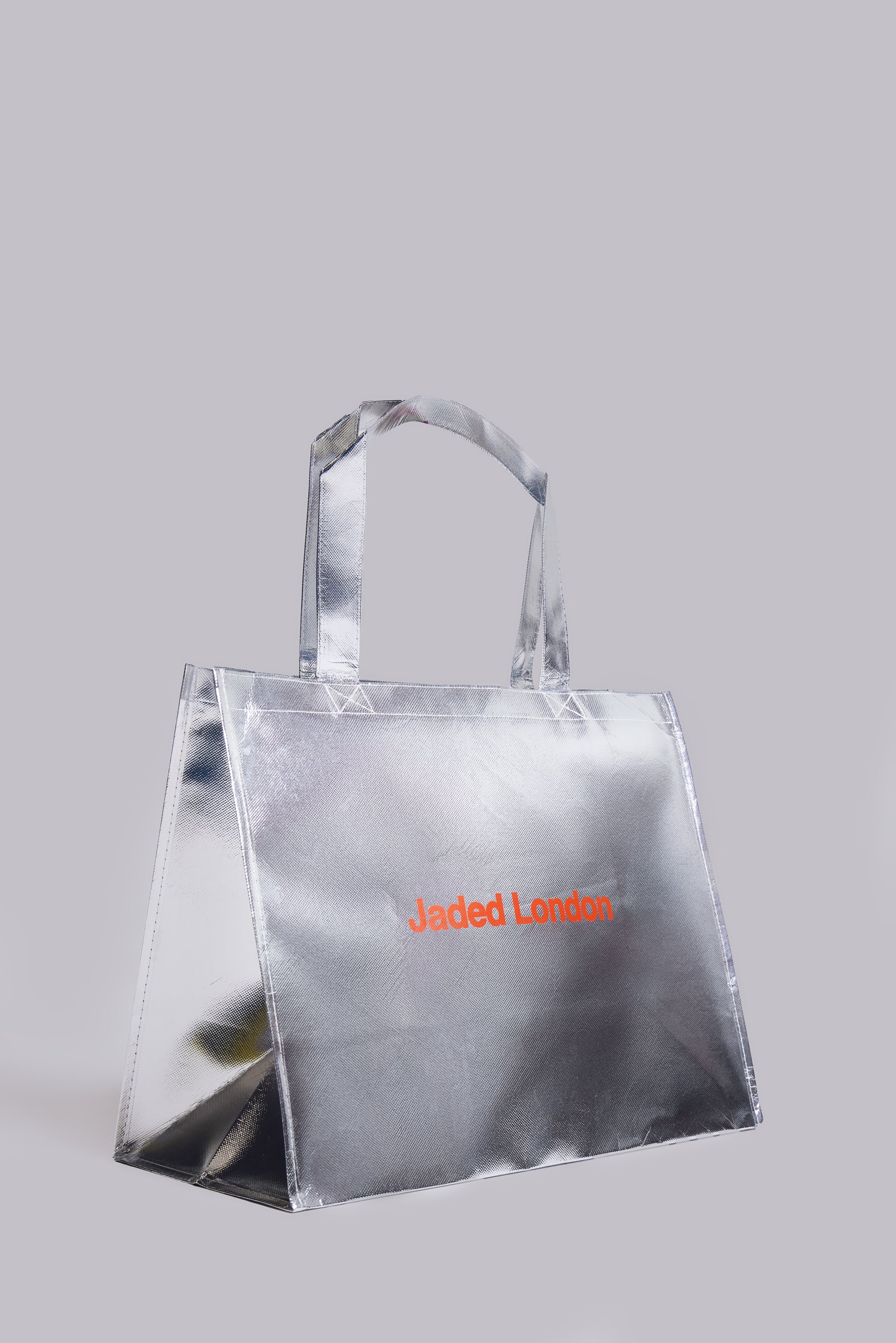 NY Silver Metallic Shopper Bag - Image 2
