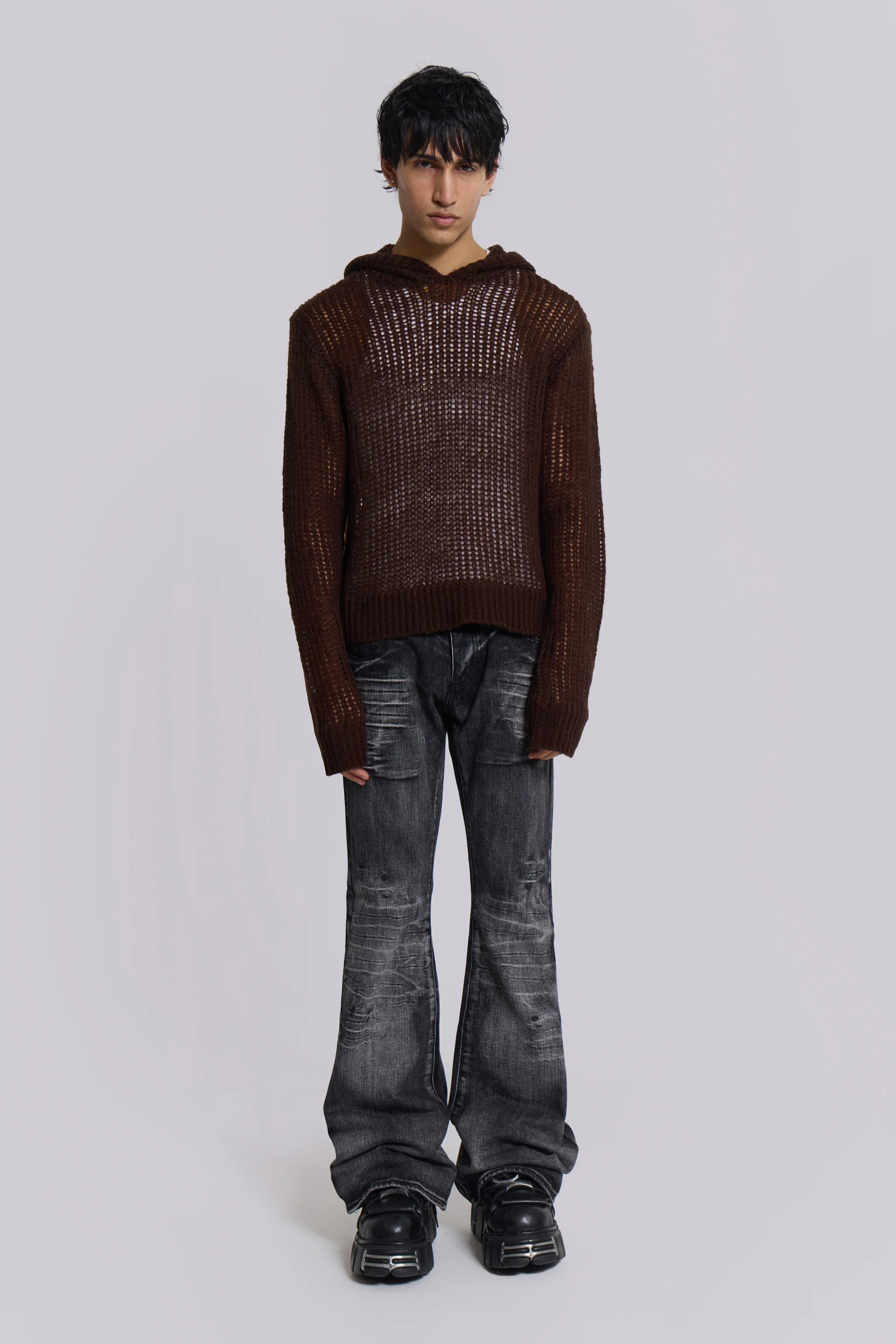 Open Gauge Knit Hoodie - Image 2