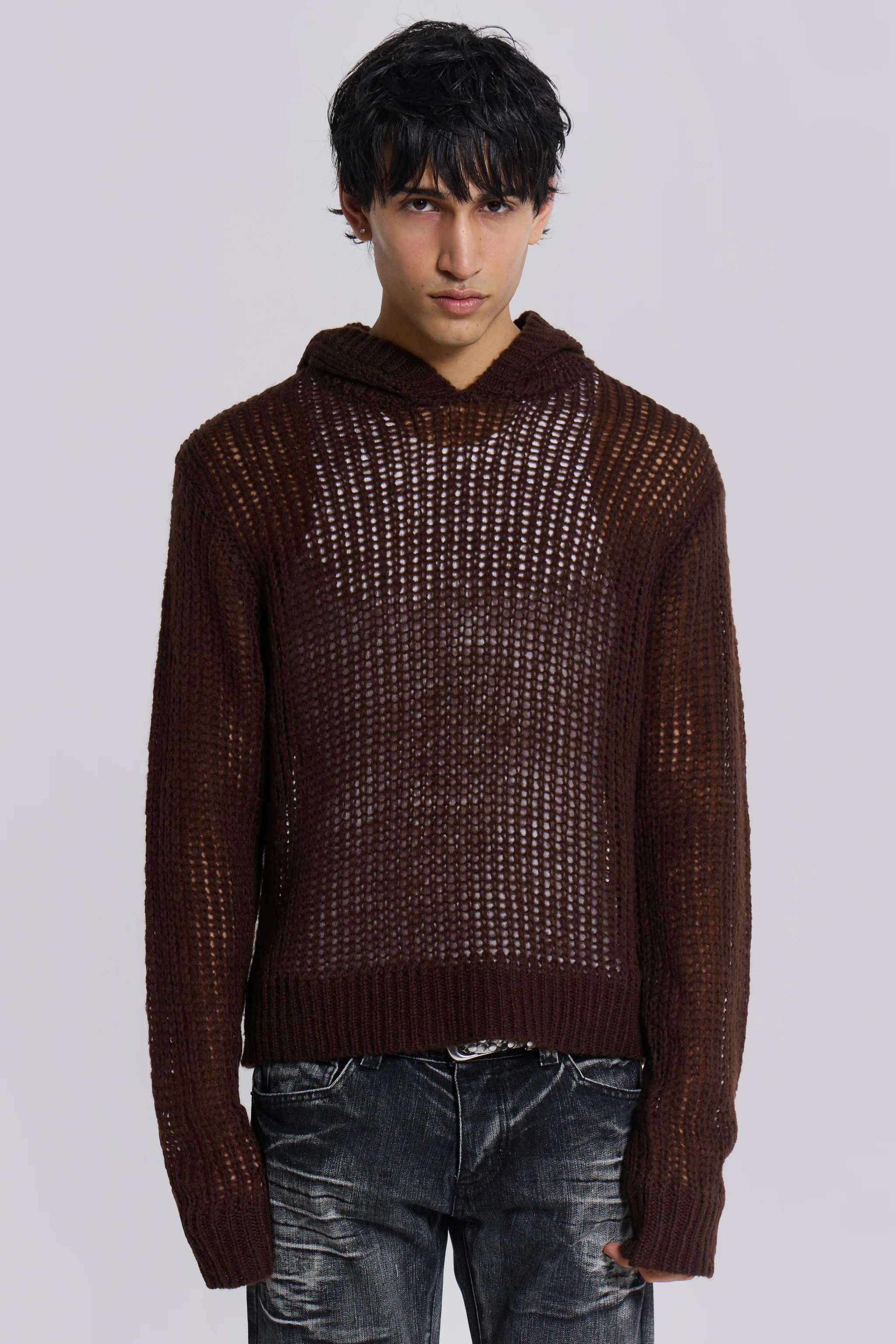 Open Gauge Knit Hoodie - Image 3