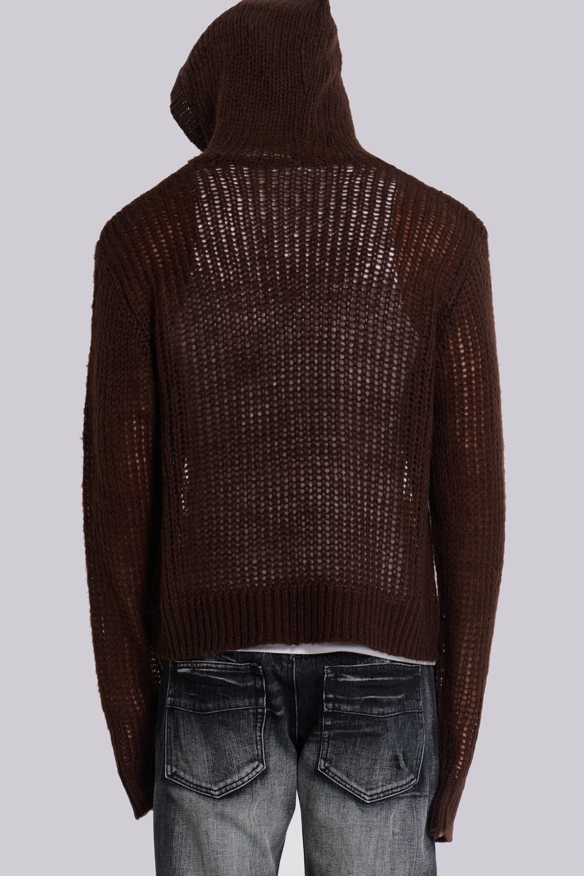 Open Gauge Knit Hoodie - Image 5